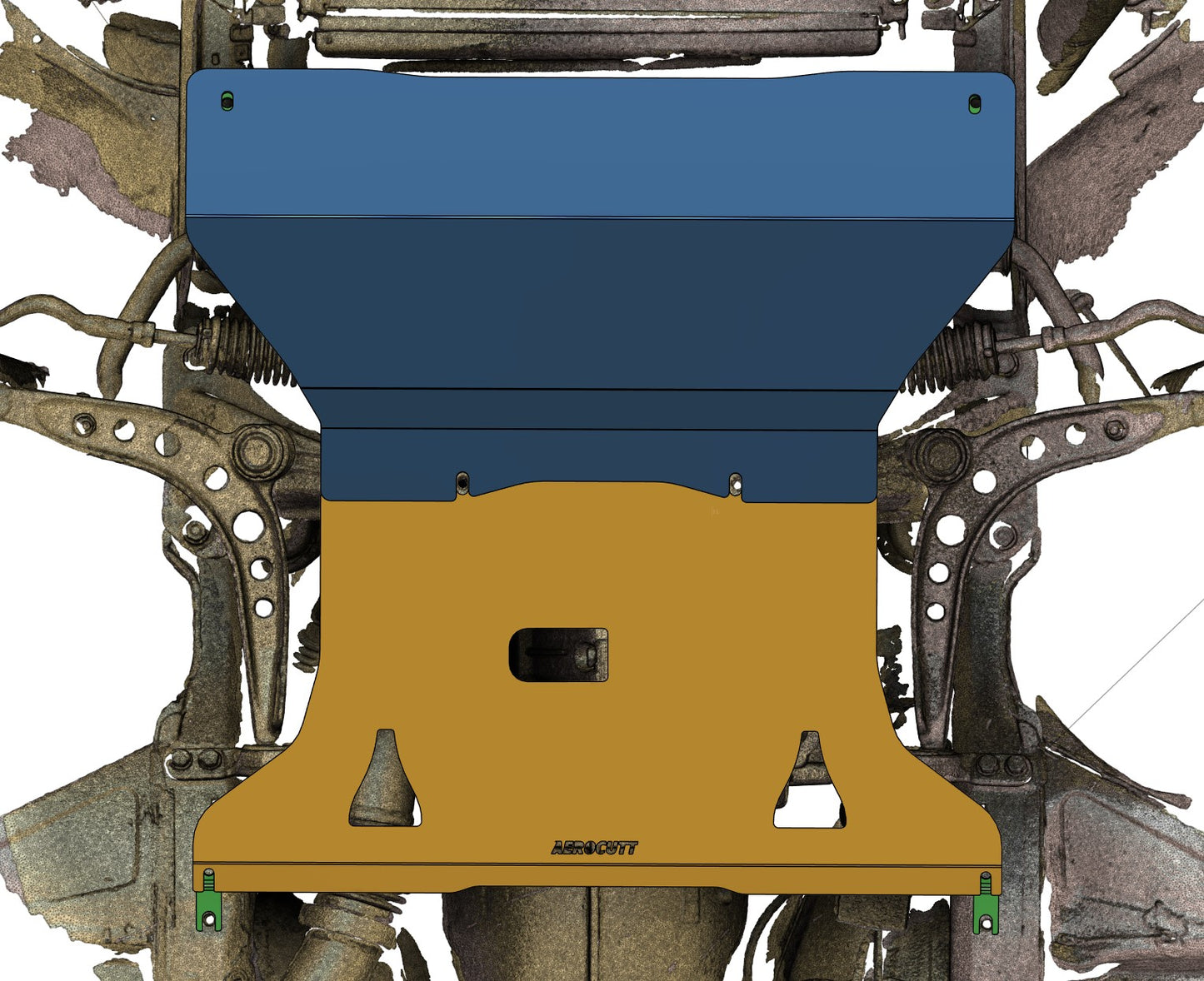 E36 bmw Engine Panel Underbody Protection Bash Skid Plate undertray replacement sump guard front tie in panel splitter aero aerocutt aerocut oil 3d render aerocutt scan 318i 320i 323i 325i 328i 330i