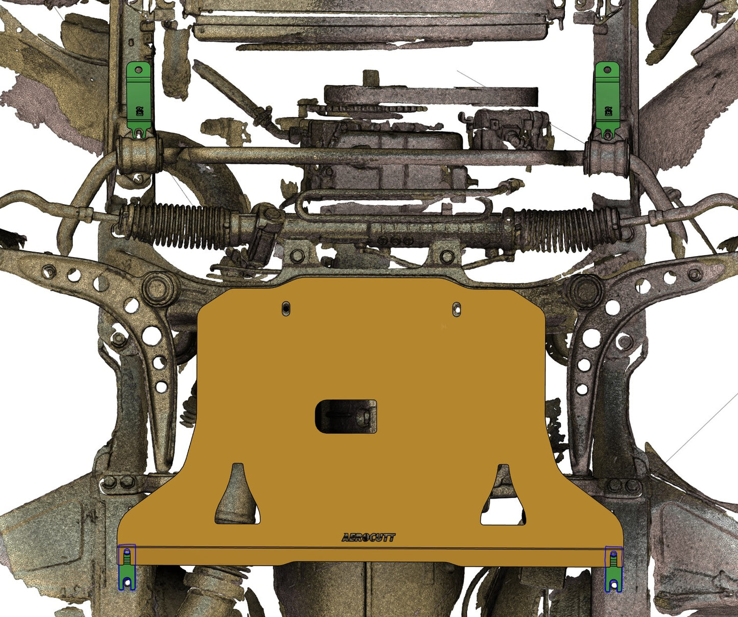 E36 bmw Engine Panel Underbody Protection Bash Skid Plate undertray replacement sump guard front tie in panel splitter aero aerocutt aerocut oil 3d render aerocutt scan 318i 320i 323i 325i 328i 330i