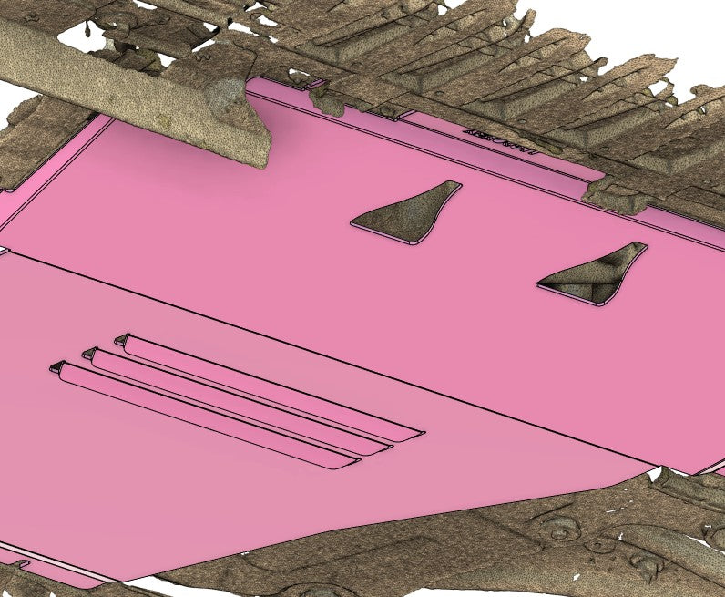 renault megane mk 3 RS Underbody Protection Bash/Skid Plate under tray replacement aerocutt aerocut flat floor diffuser front aerocutt 3d render scan vented