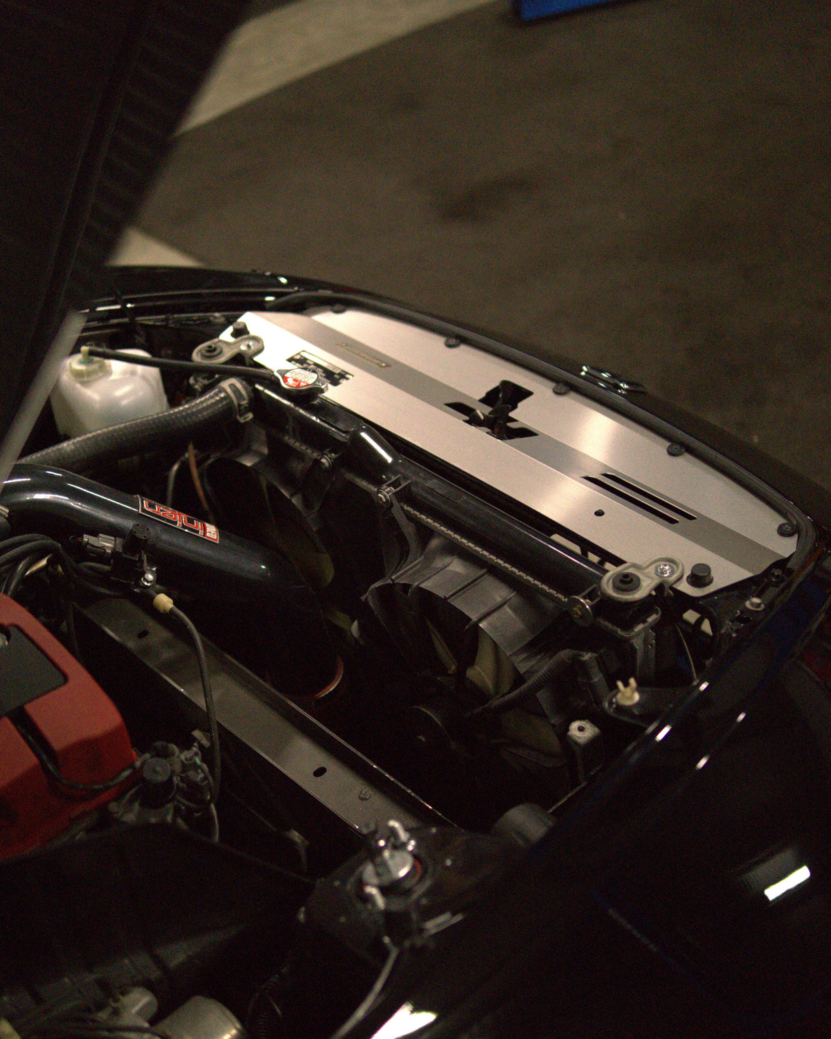 Honda S2K AP1 Engine Bay With Aerocutt Cooling Panel Radiator Air Diversion Plate Fitted In Raw Aluminium