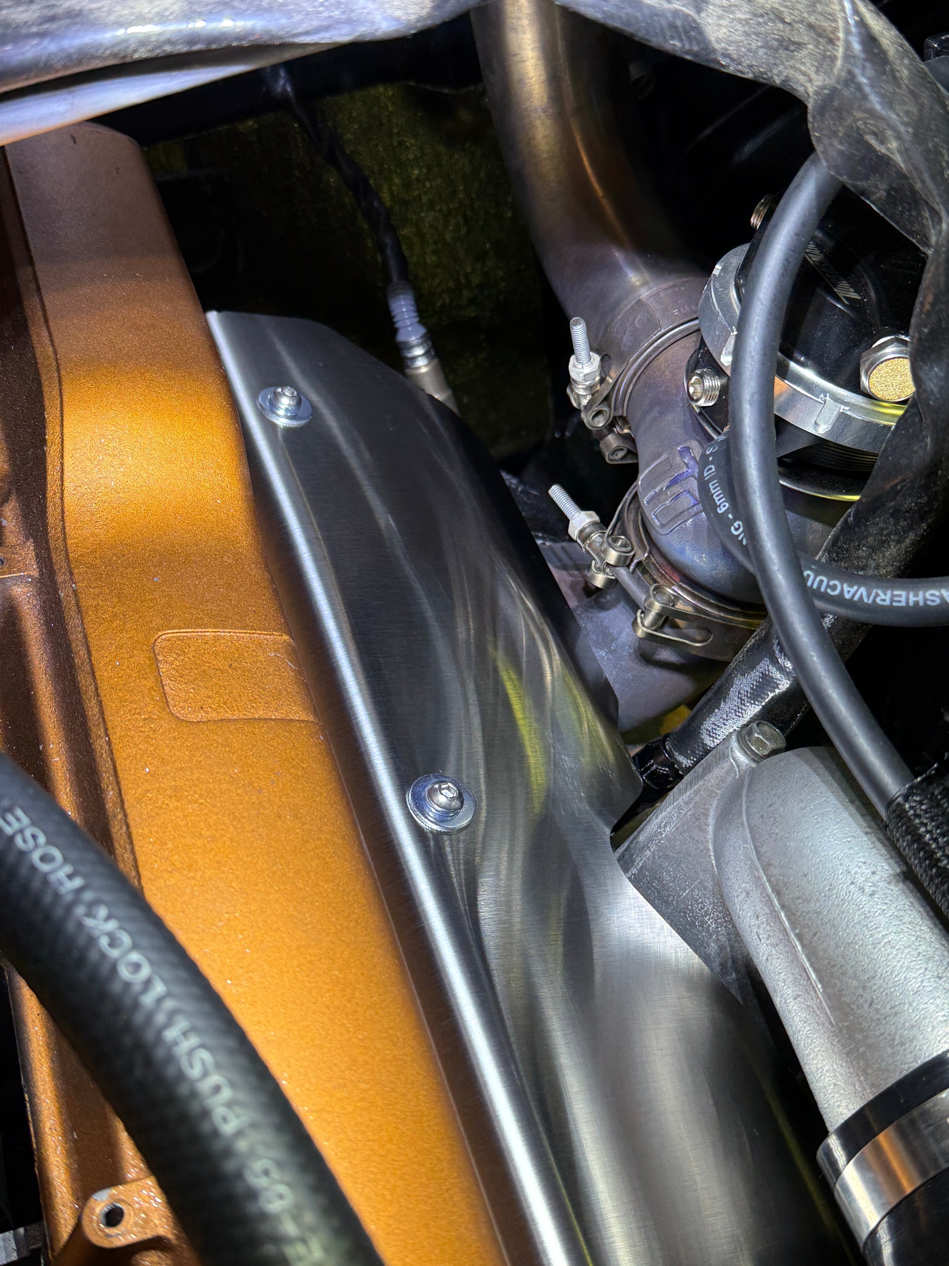Nissan RB25DET Engine With Aerocutt Exhaust Heatshield Installed