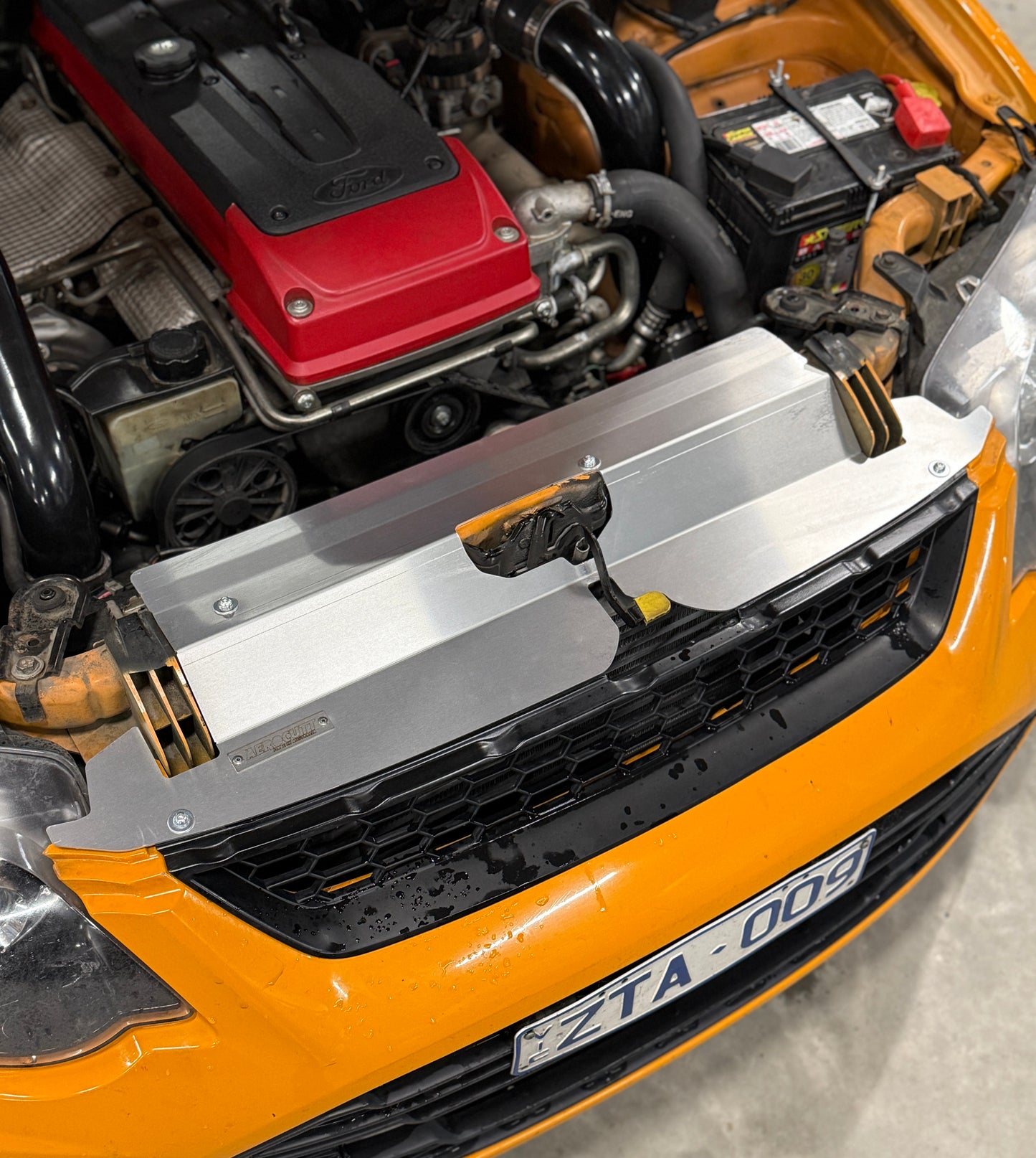 FG Ford falcon engine bay cooling panel fitted to a car