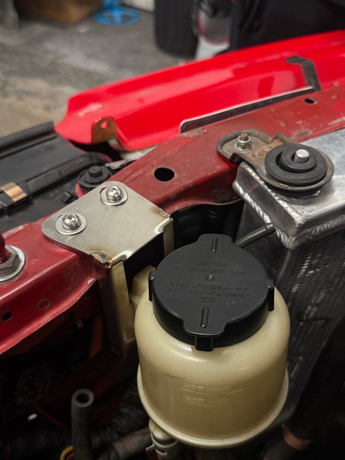 Nissan Skyline R34 GTT/GTR Power Steering Resevoir Relocation