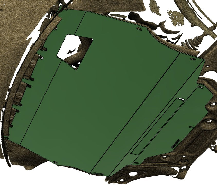 Underside of a volkswagen polo 9N3 with an aerocutt undertray fitted
