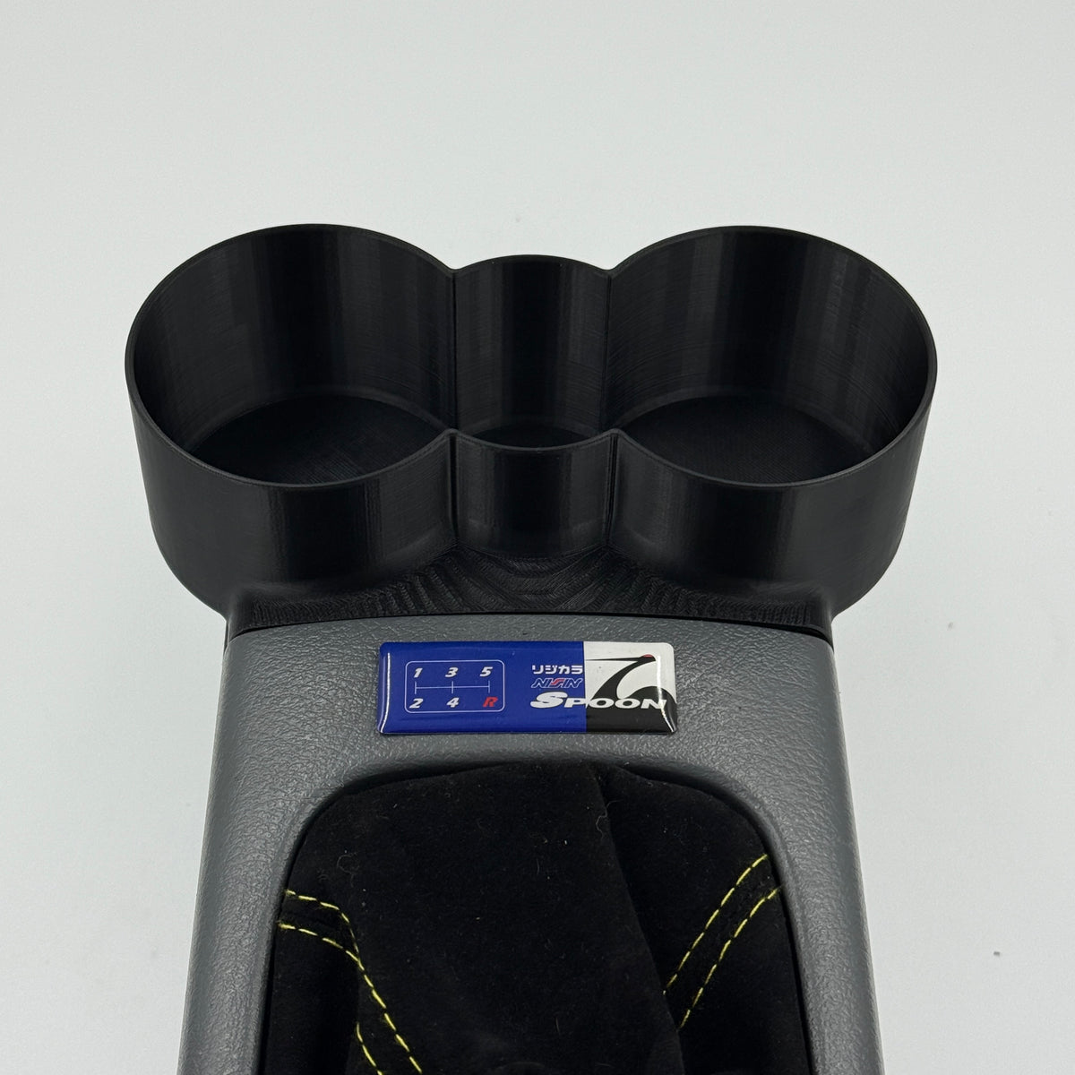 Honda Civic Eg 5th gen interior console with Aerocutt 3D printed ABS plastic cup holder to suit multiple cup sizes