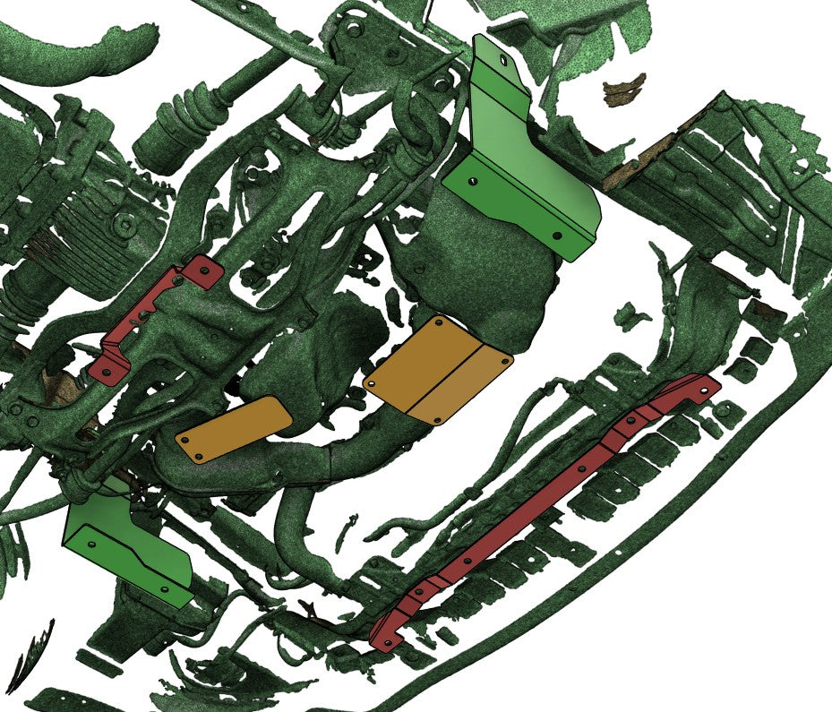 3D render of the underbody of a subaru liberty/legacy BL/BP with CAD deisgned Aerocutt skid plate installed