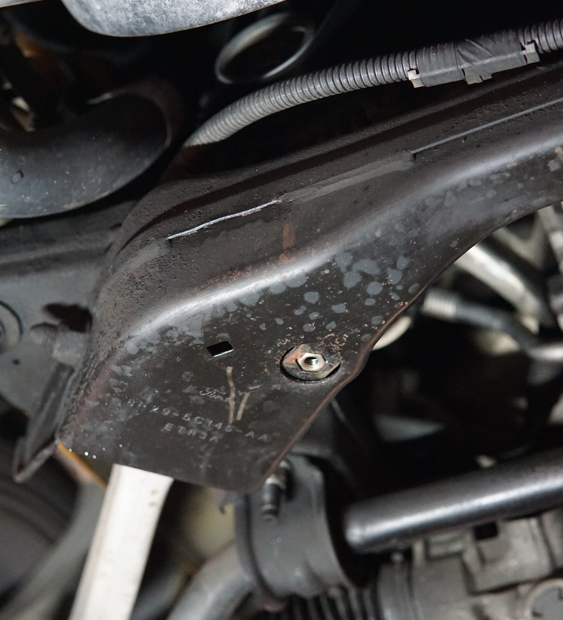 Ford Falcon FG under side with Aerocutt metal engine skid plate mounting bolt