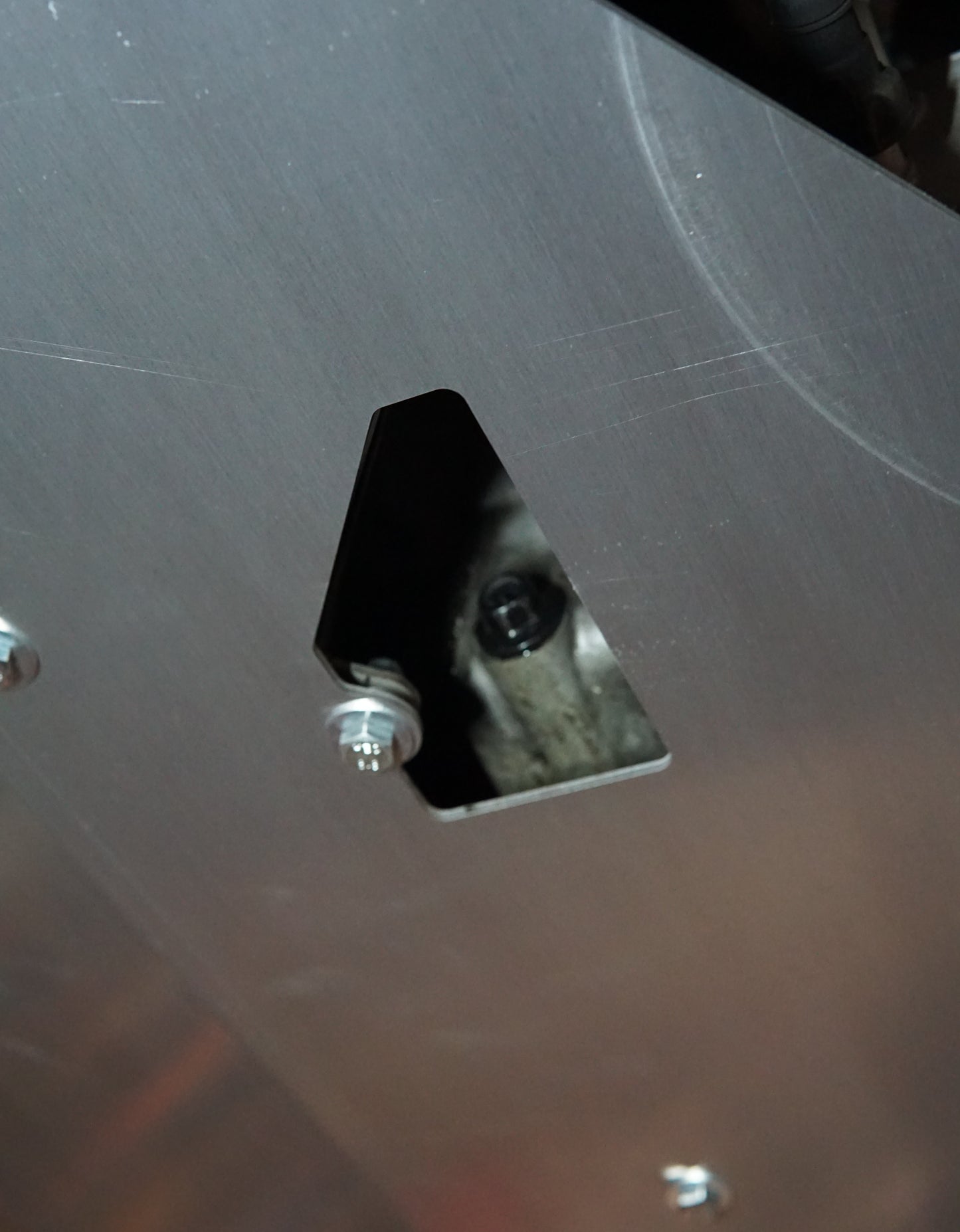 Ford Falcon FG xr6 turbo underneath with Aerocutt metal engine sump guard installed with oil drain hole