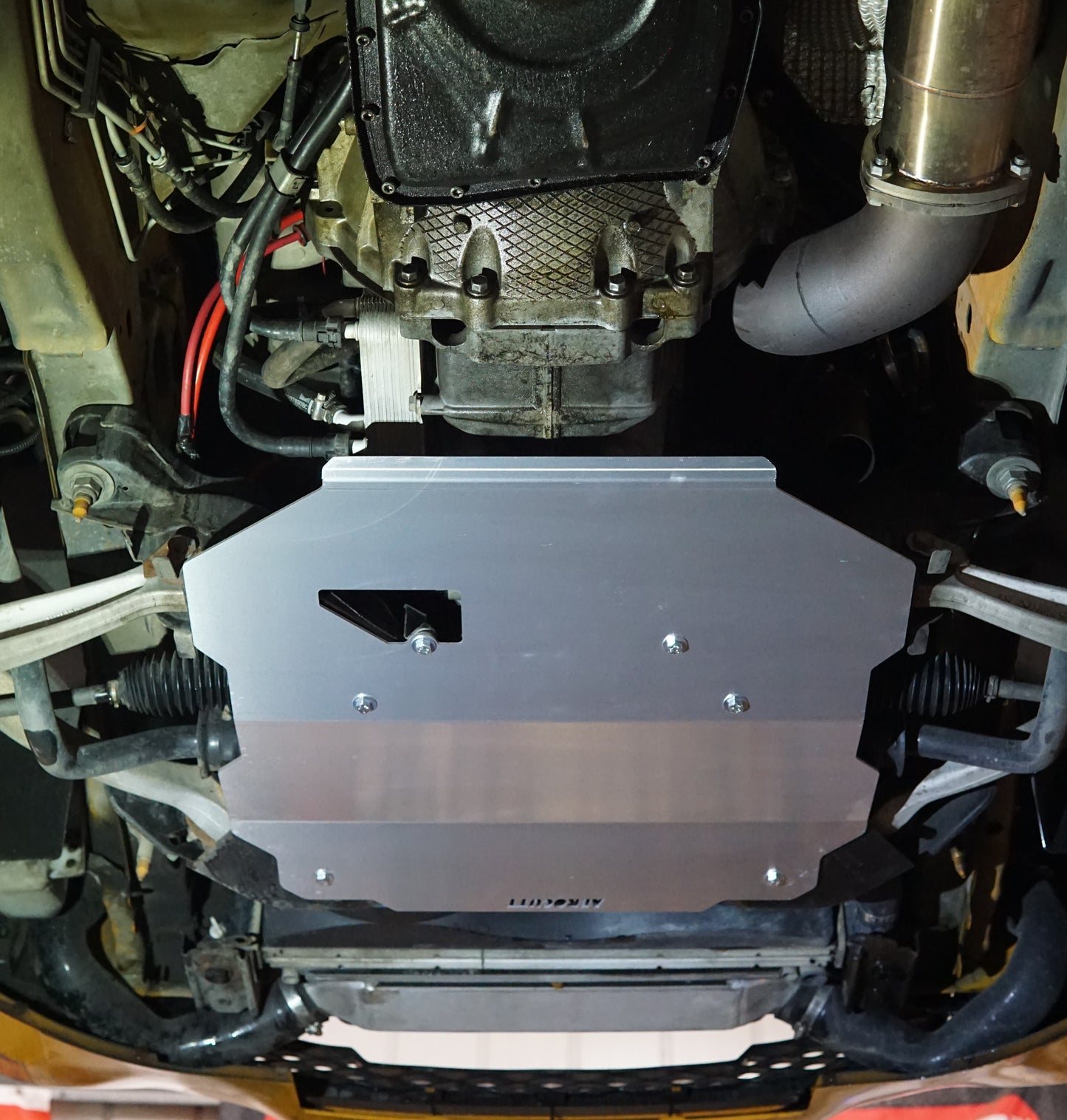 Ford Falcon FG xr6 underside with Aerocutt engine protection panel sump guard installed