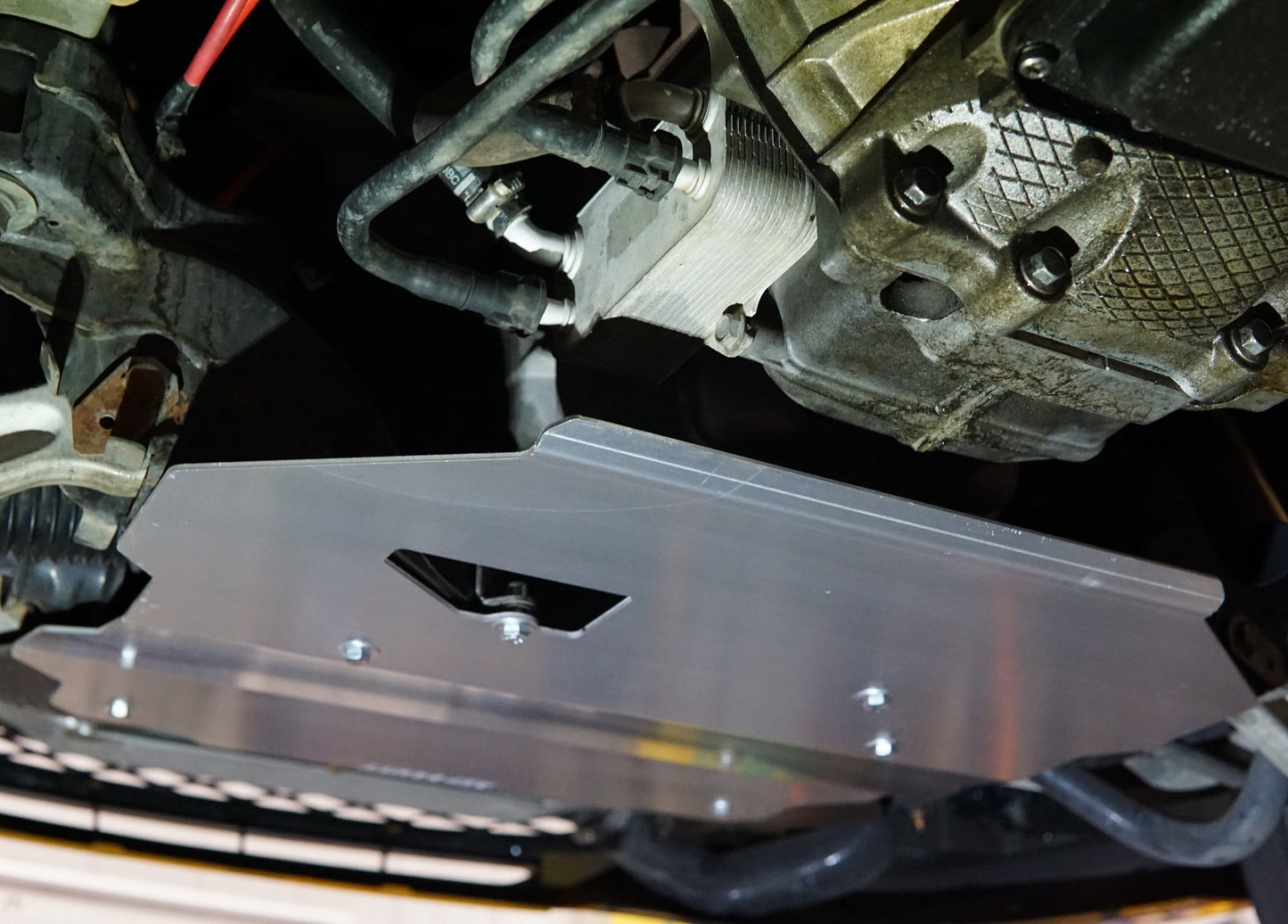 Ford Falcon FG under side with Aerocutt metal engine sump guard installed
