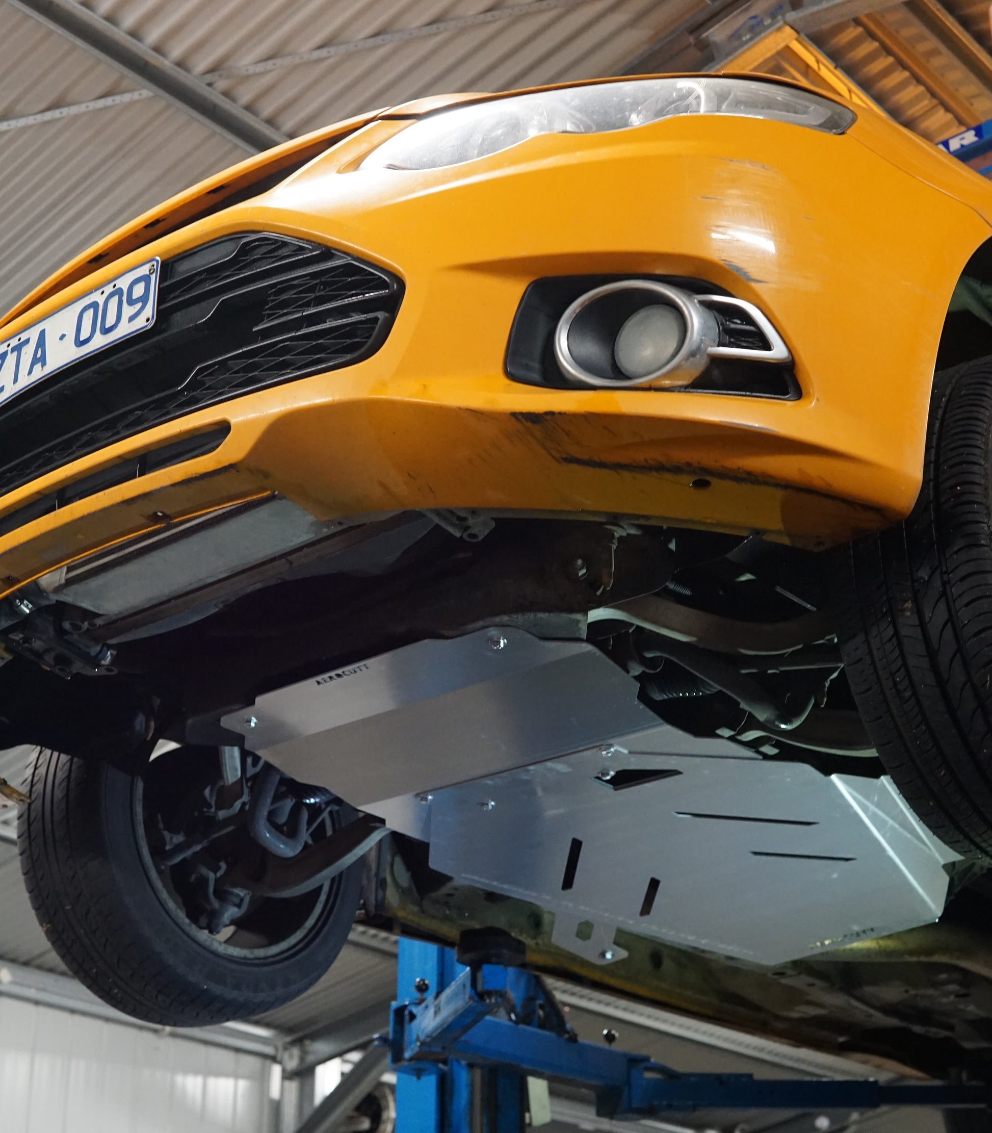 Ford Falcon FG under side with Aerocutt metal engine and transmission skid plates