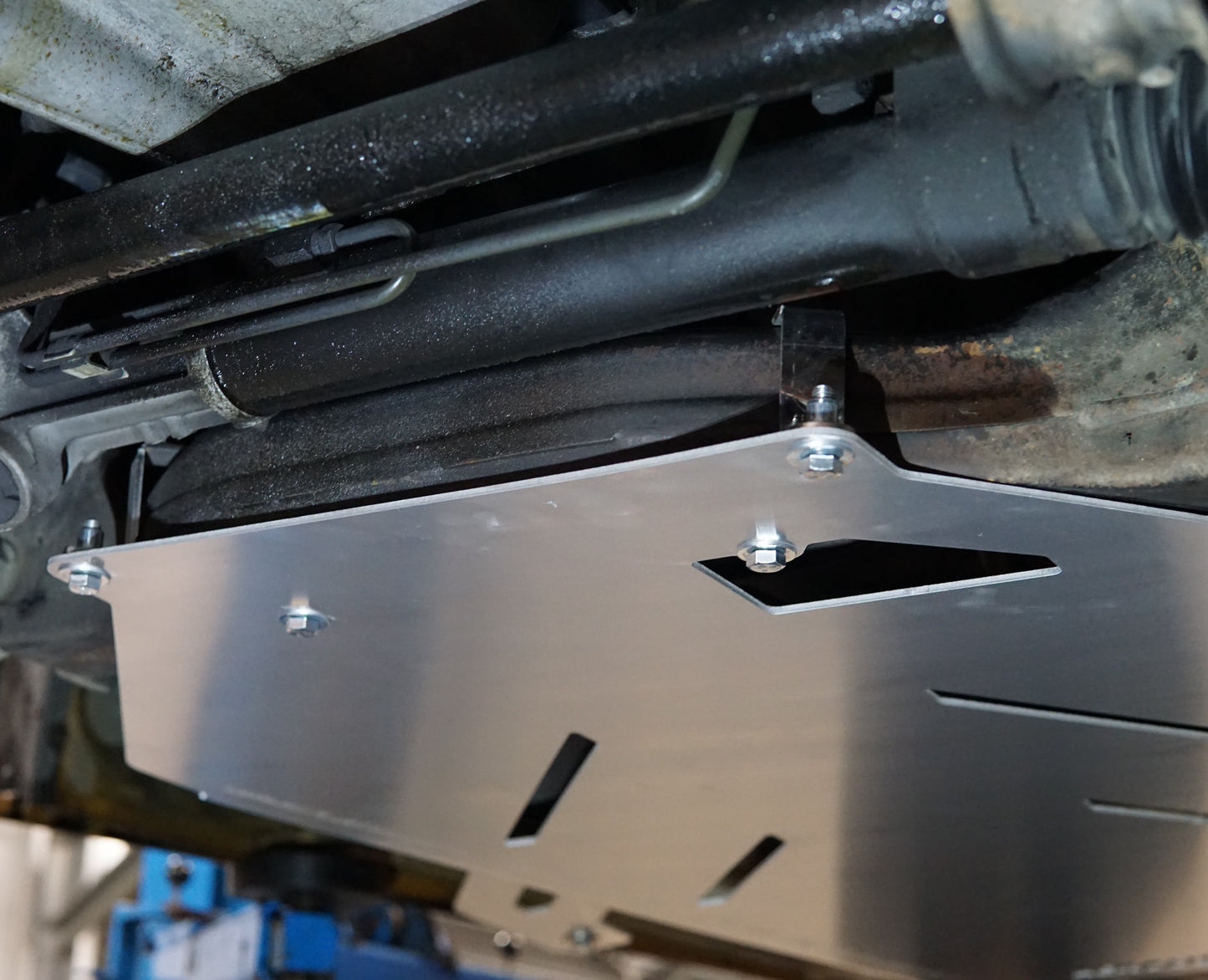 Ford Falcon FG under side with Aerocutt metal transmission protection panel installed