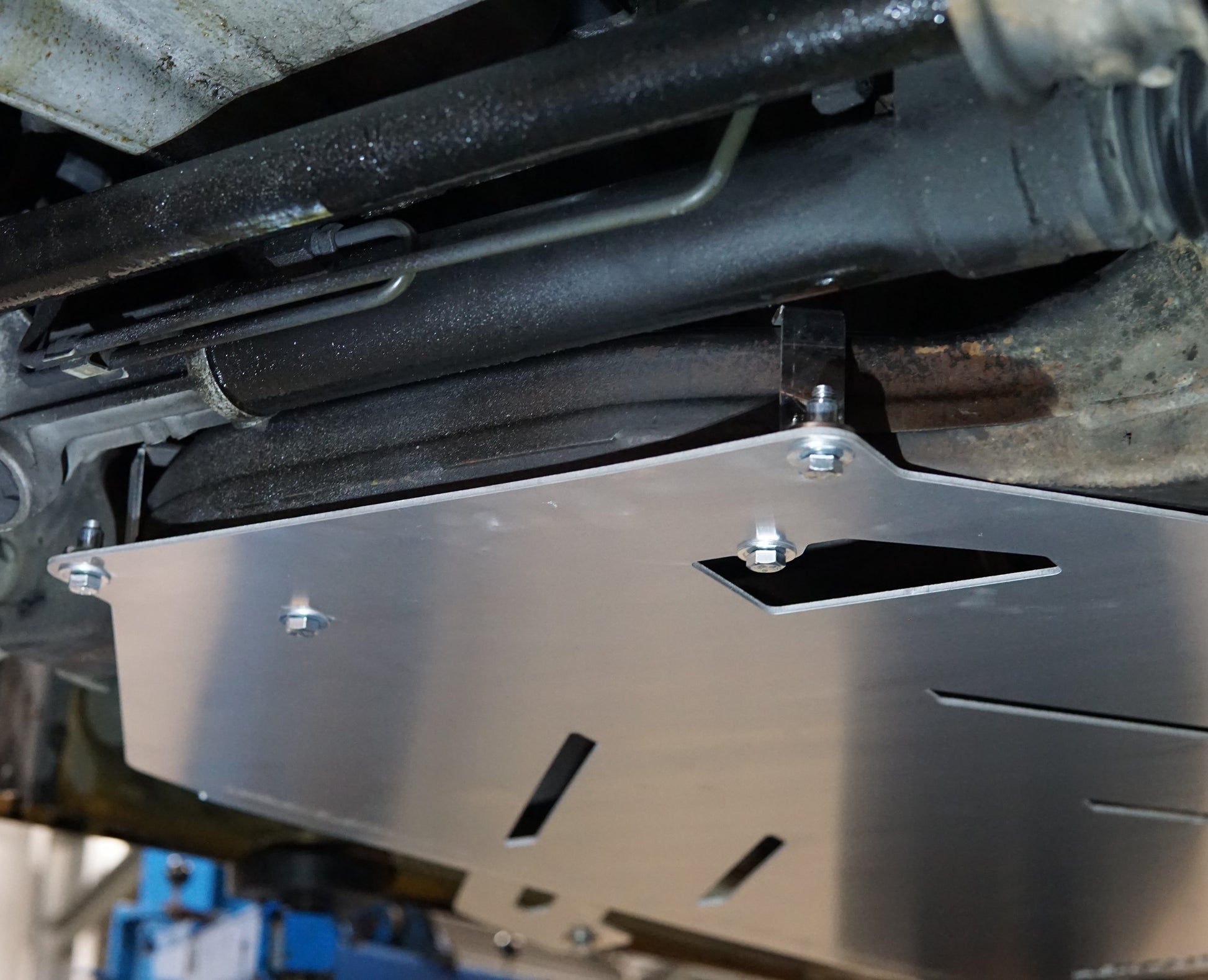 Ford Falcon FG under side with Aerocutt metal transmission protection panel installed