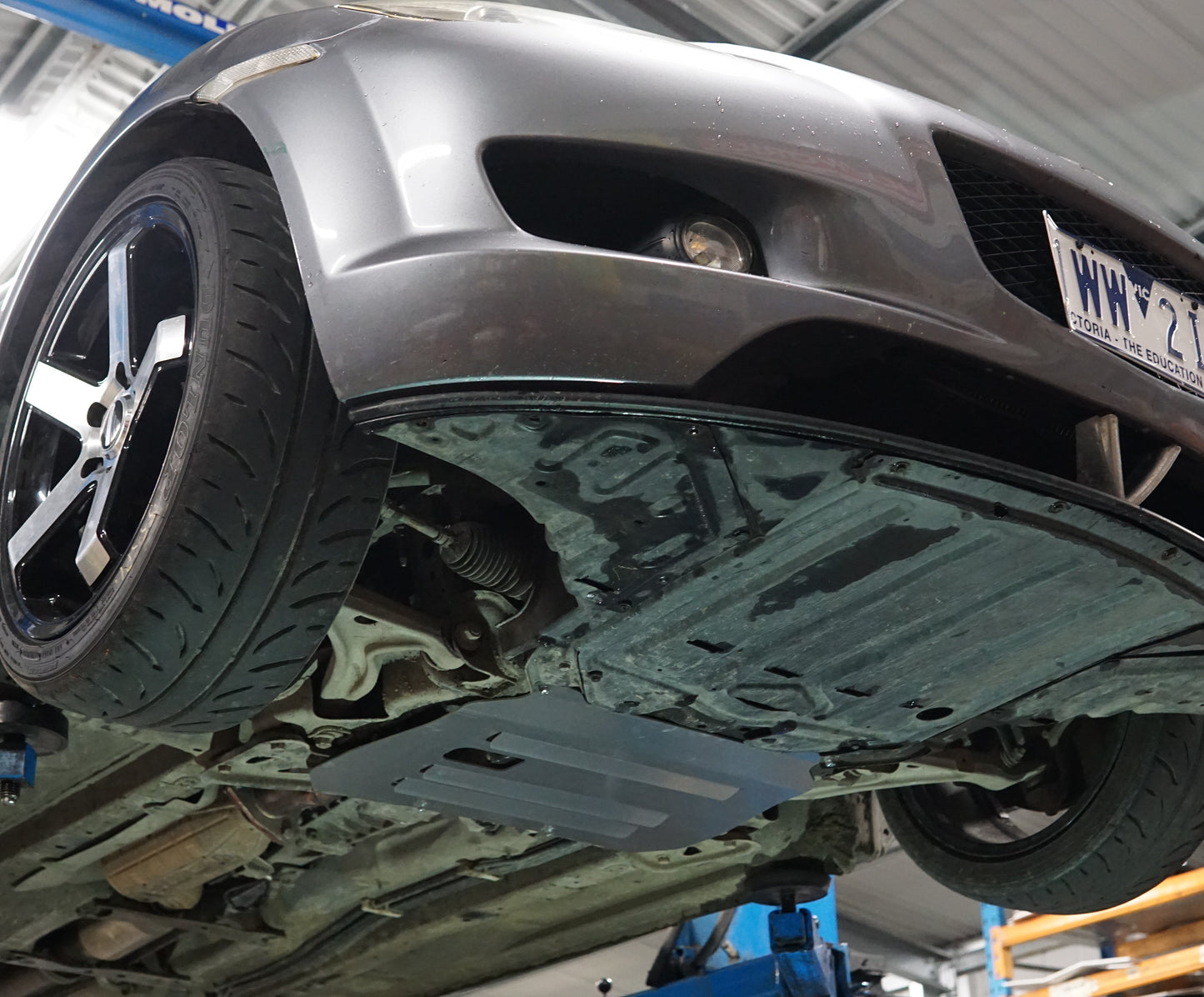 Mazda RX8 SE3P underbody with Aerocutt Engine Bash Plate Installed