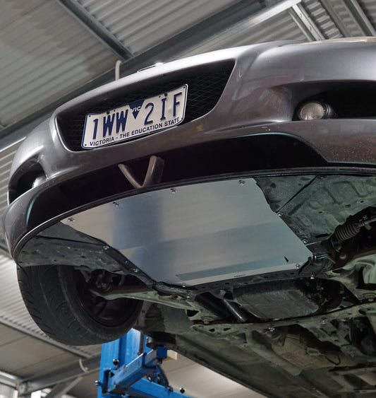 Mazda RX8 underside with Aerocutt front aero panel installed