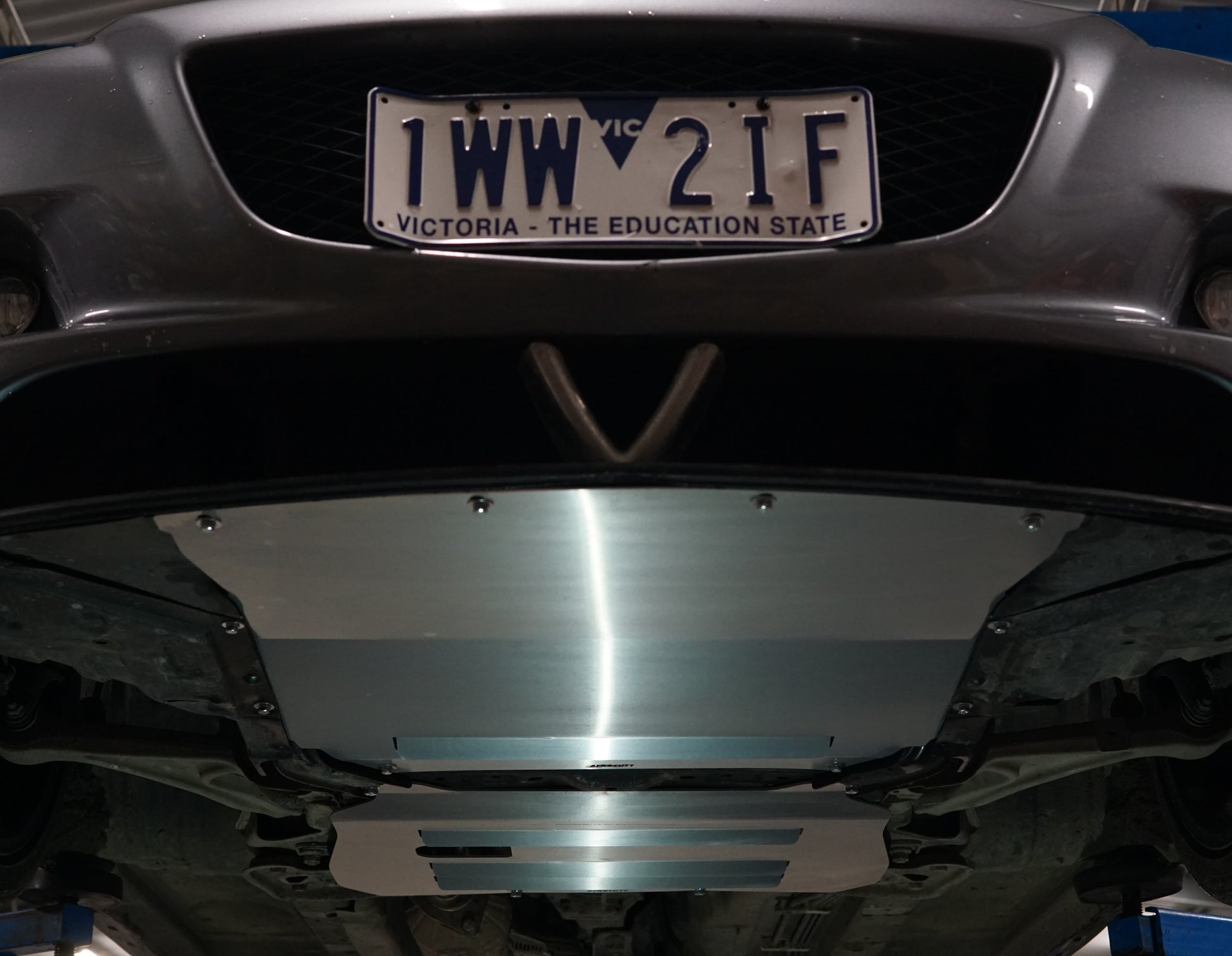 Mazda RX8 under side with Aerocutt sump guard and front protection panel