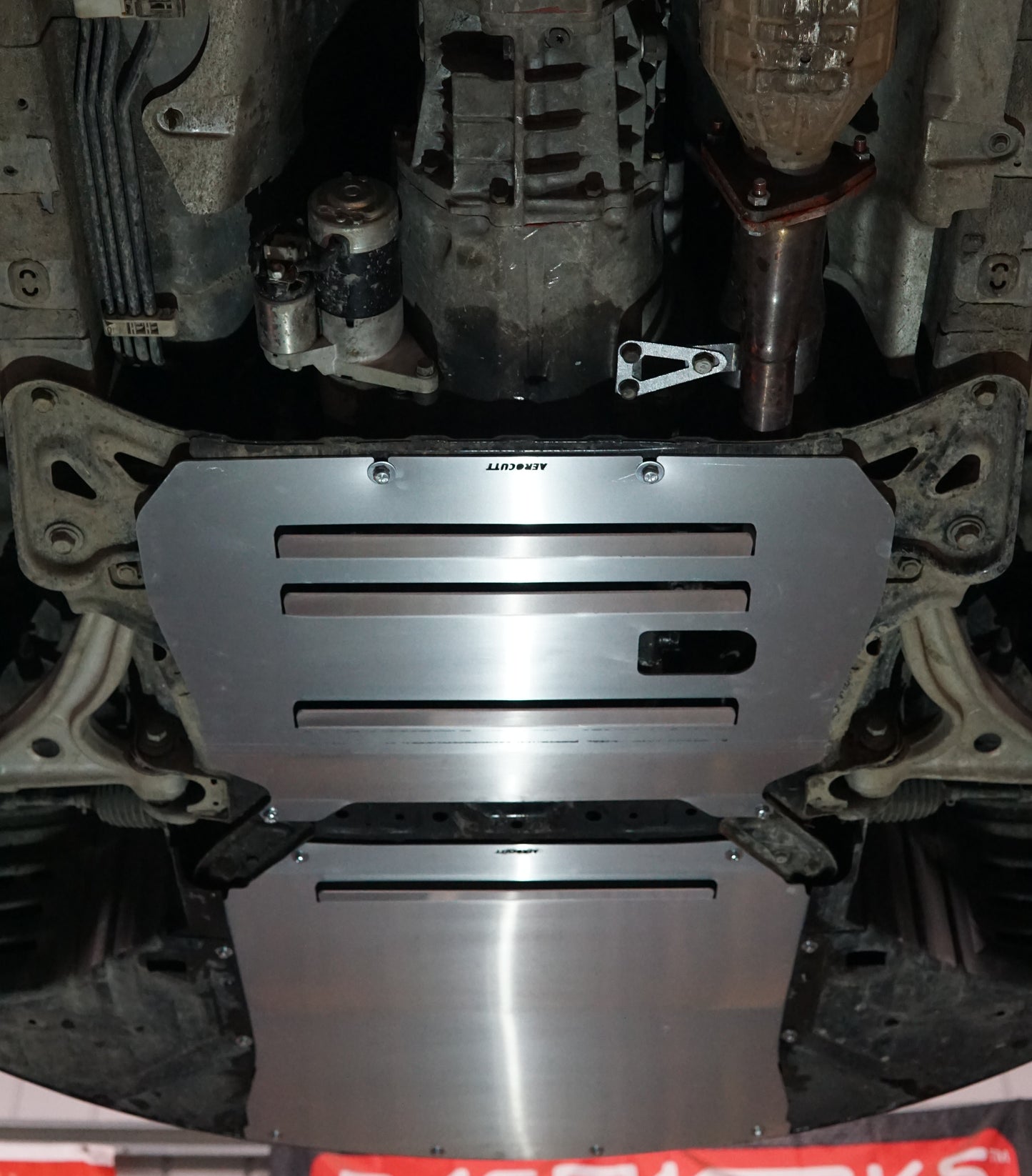 Mazda RX8 SE3P underneath with Aerocutt Engine Bash Plate and front panel Installed