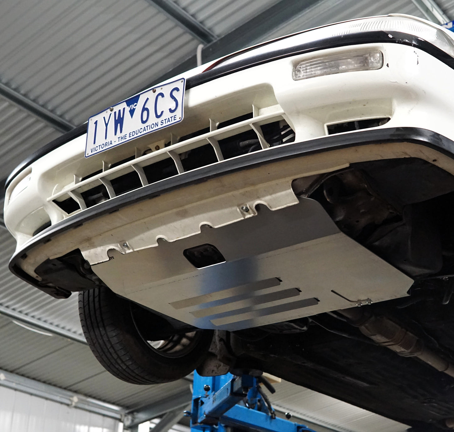 Honda Integra DA9 Underneath with Aerocutt Aluminium Skid Plate Fitted
