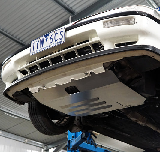 Honda Integra DA9 Underneath with Aerocutt Aluminium Skid Plate Fitted