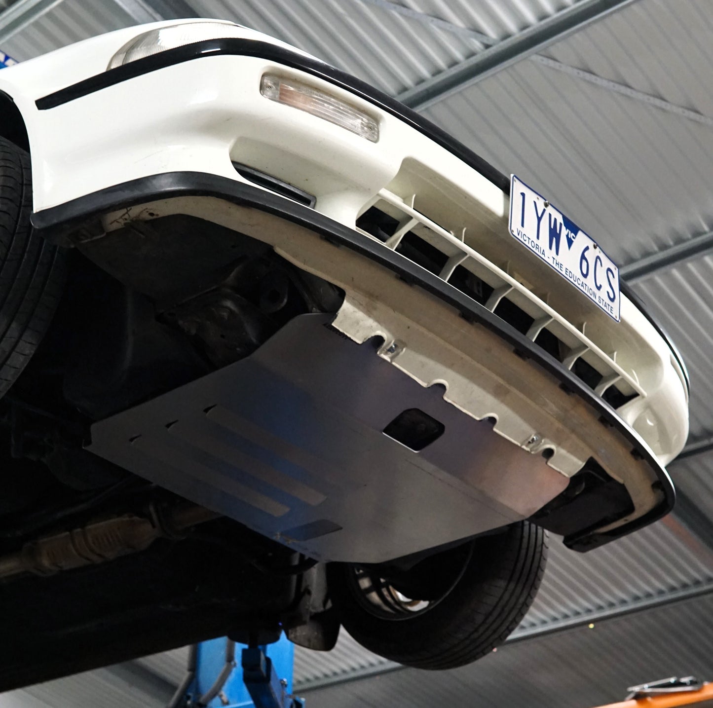 Honda Integra DA9 Underside with Aerocutt Aluminium Bash Plate Fitted