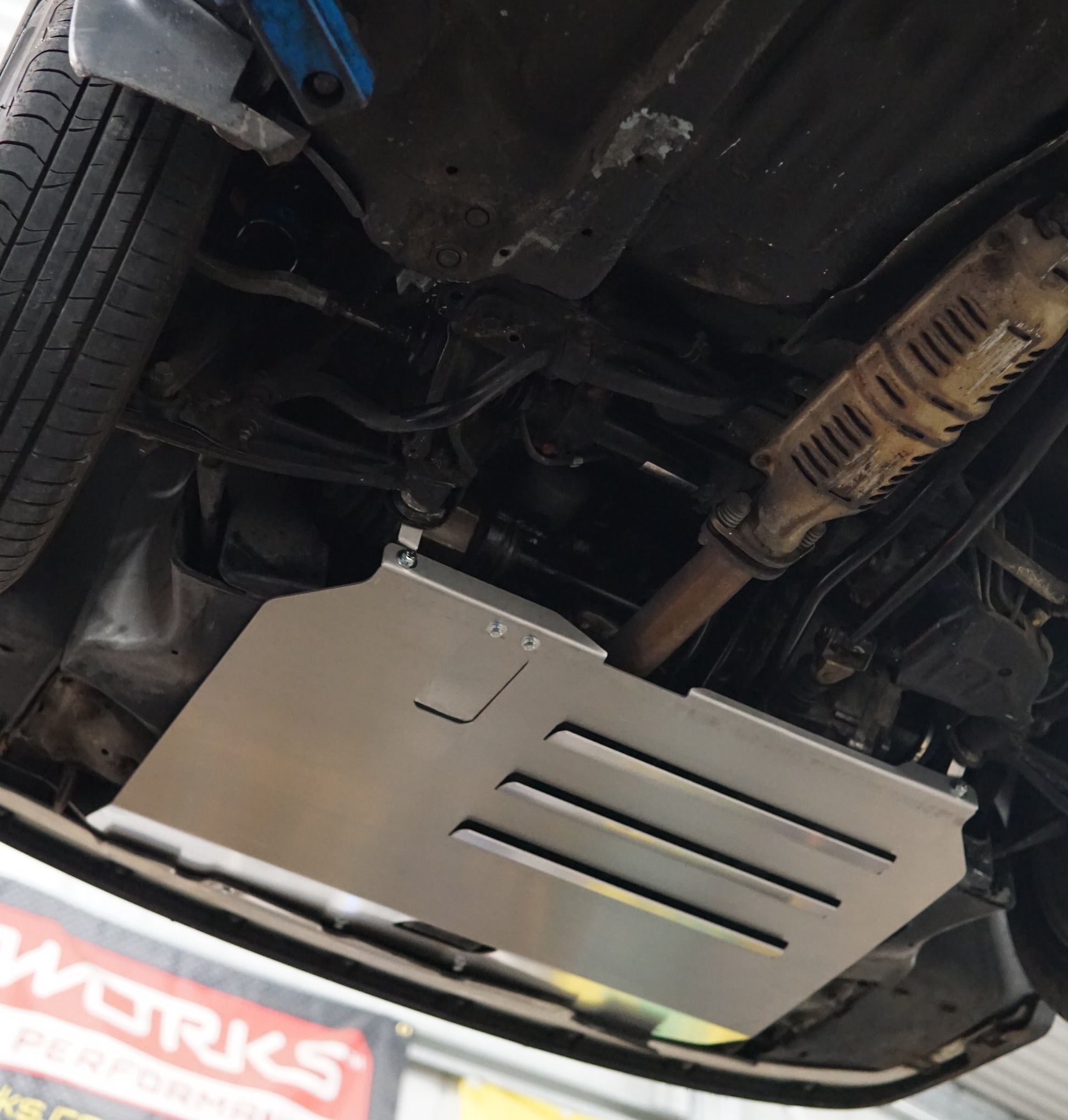Honda Integra DA Underneath with Aerocutt Aluminium Sump Guard Fitted