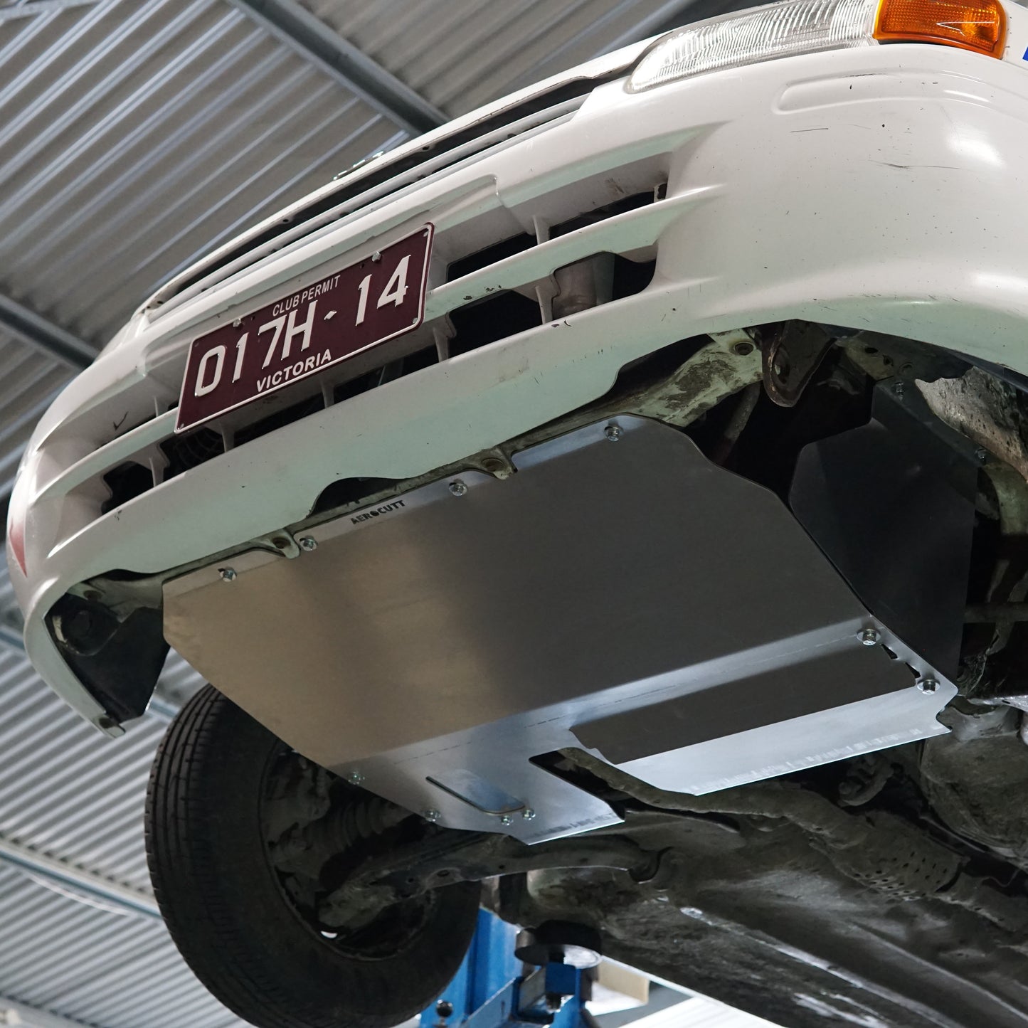 Toyota Starlet EP91 under with an Aerocutt aluminium skid plate