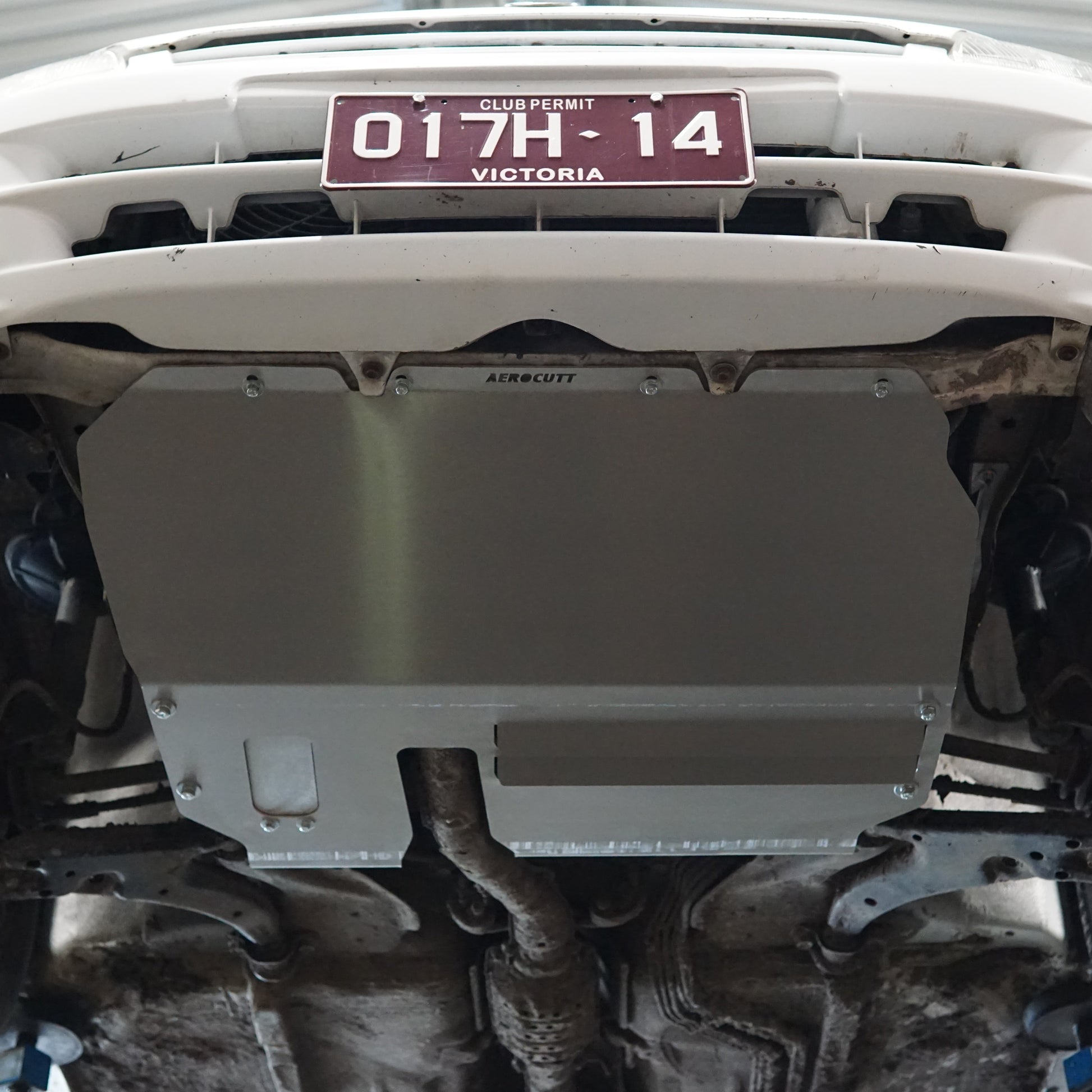 Toyota Starlet EP91 underside with an Aerocutt aluminium skid plate