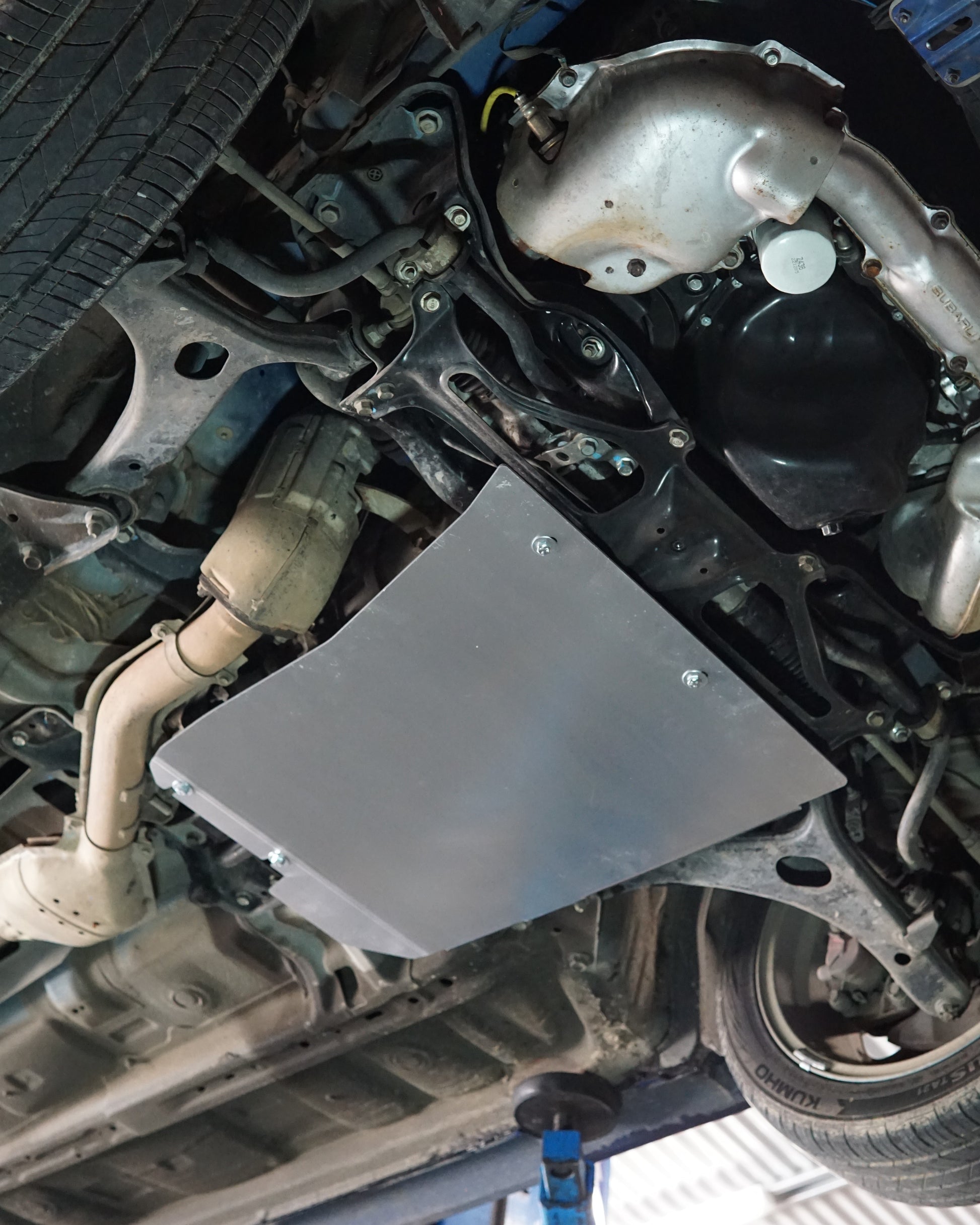 Subaru Impreza G3 WRX Underneath with Aerocutt Transmission Skid Plate Installed