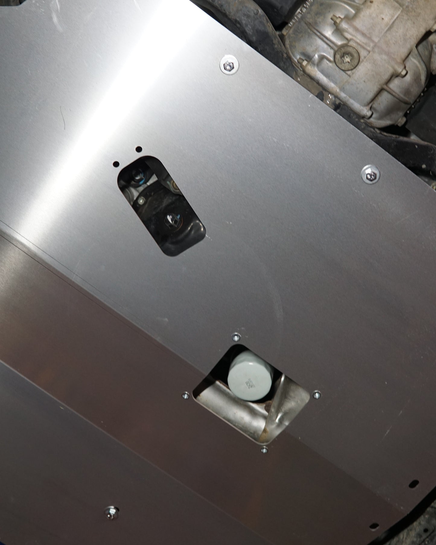 Subaru Impreza G3 WRX Underneath with Aerocutt Aluminium Undertray Fitted Showing Oil Drain Hole
