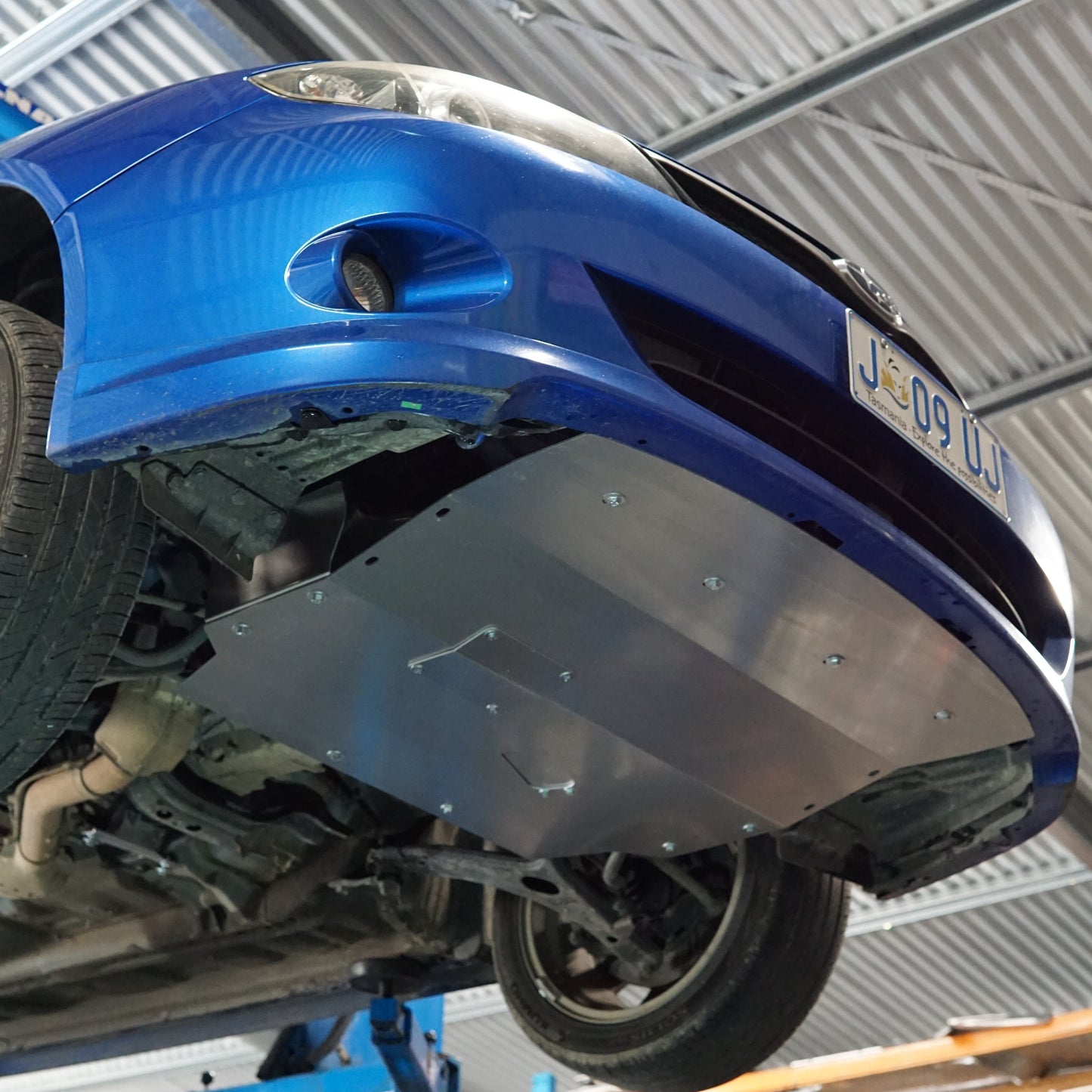Underneath Subaru Impreza G3 WRX with Aerocutt Aluminium Undertray Fitted