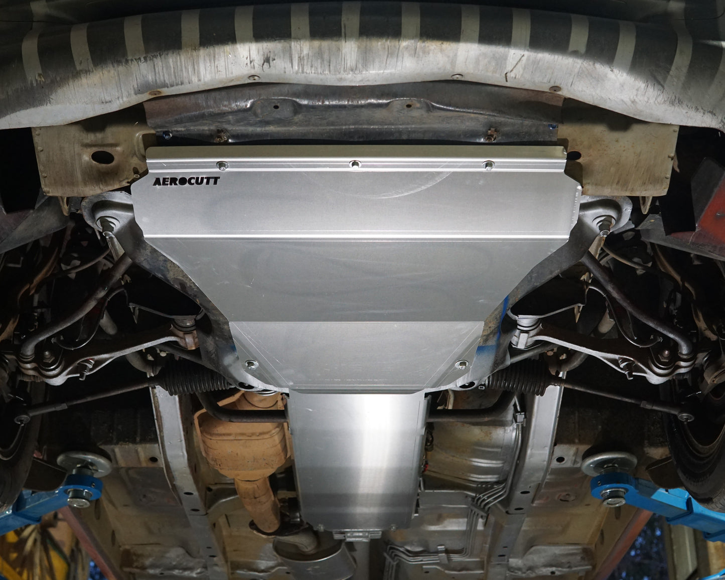 Ford Falcon EF EL Underneath With Aerocutt Aluminium Engine Sump Guard Installed
