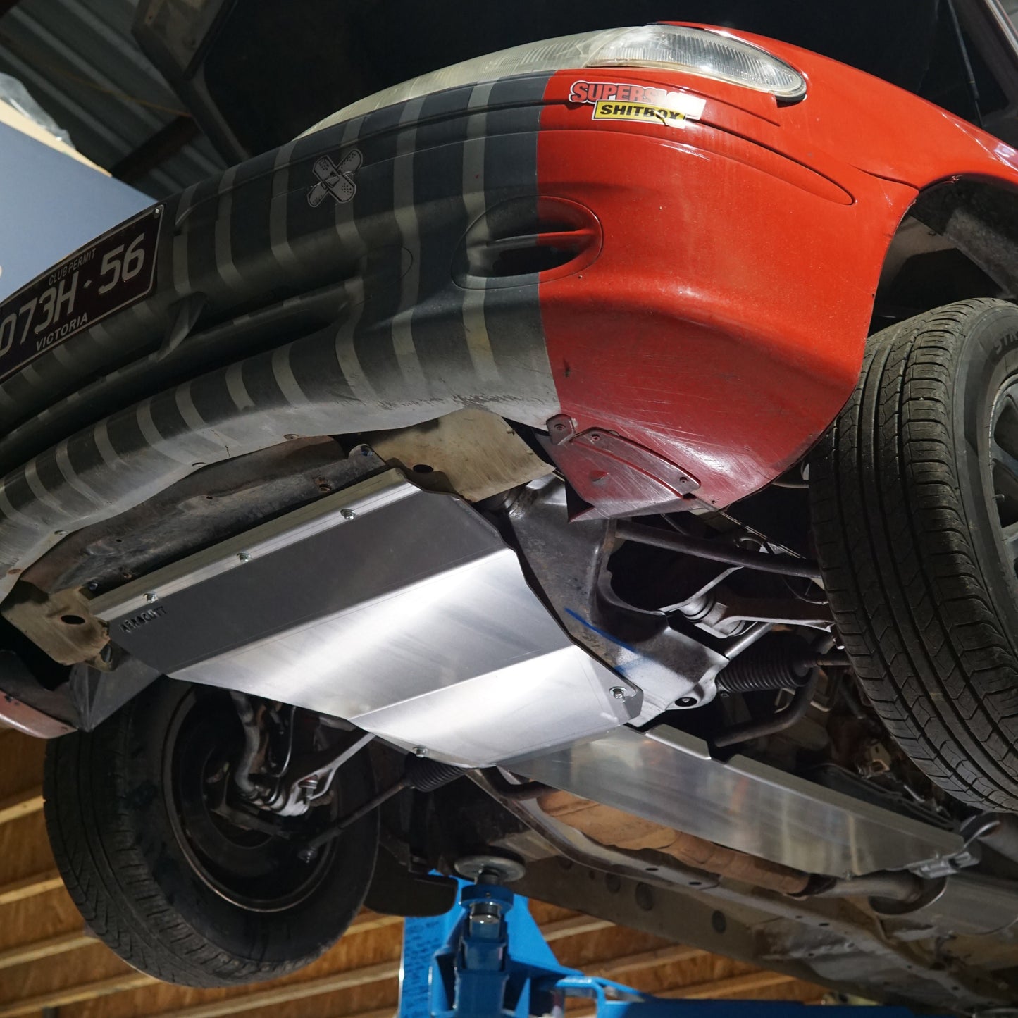 Ford Falcon EF EL Underbody With Aerocutt Engine and Transmission Aluminium Bash Plate Installed