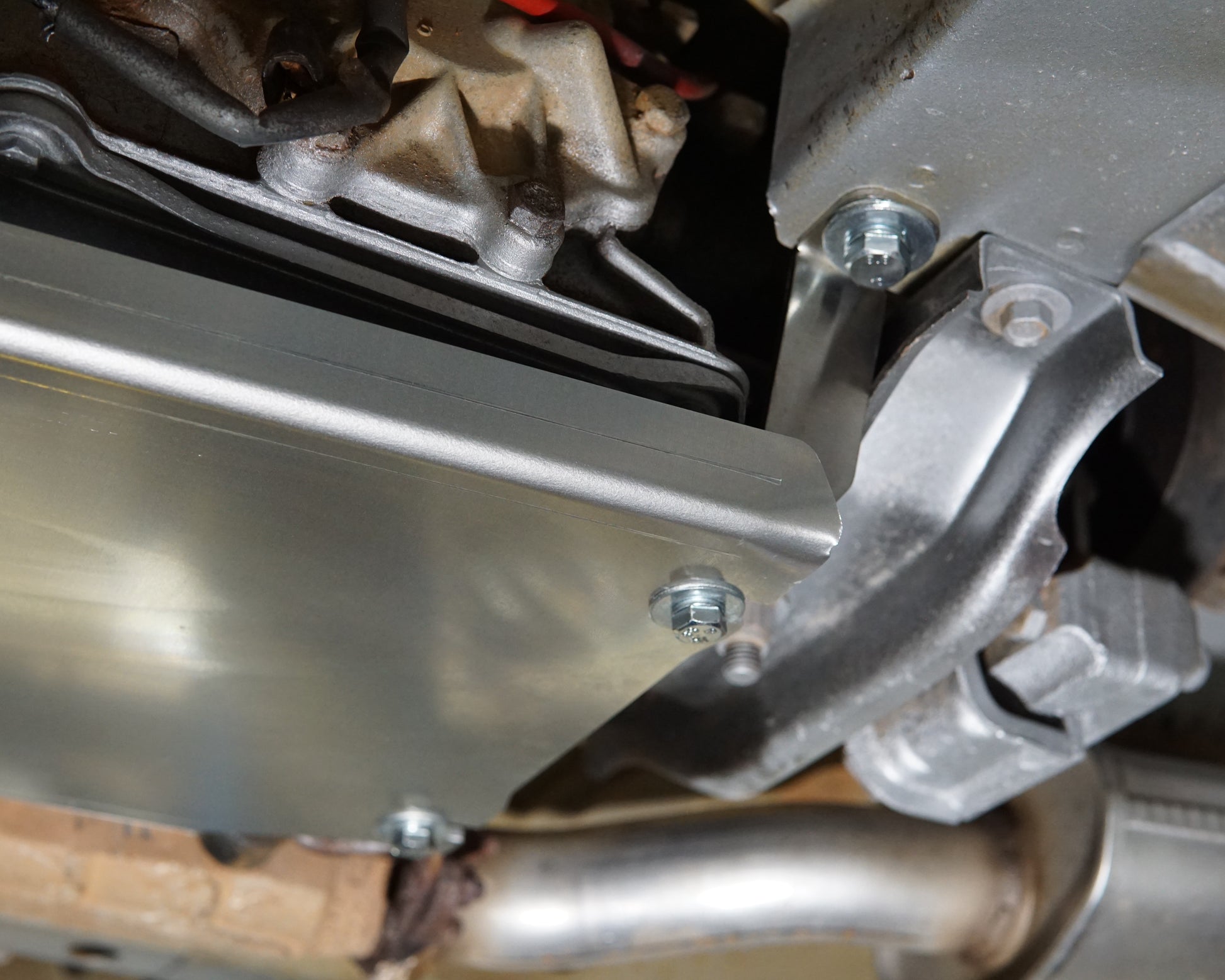 Ford Falcon EF EL Underneath With An Aerocutt Heavy Duty Transmission Plate And Bracket Installed