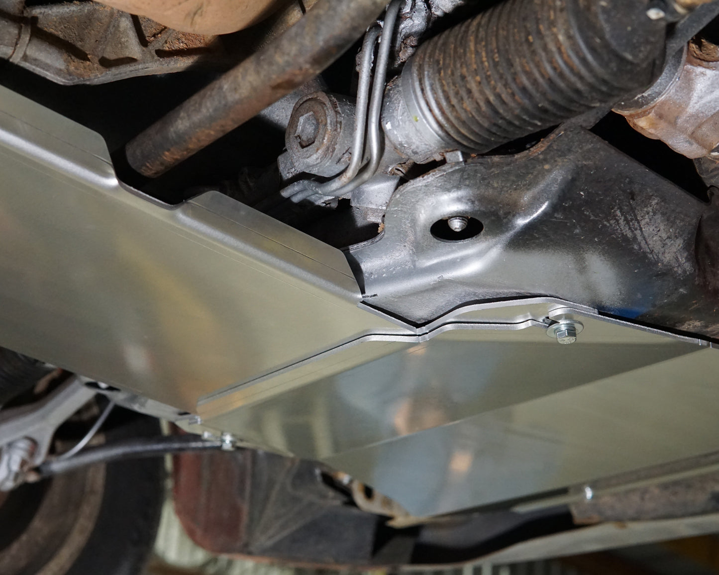 Ford Falcon EF EL Underneath With Aerocutt Aluminium Engine and Transmission Protection Skid Plate Installed