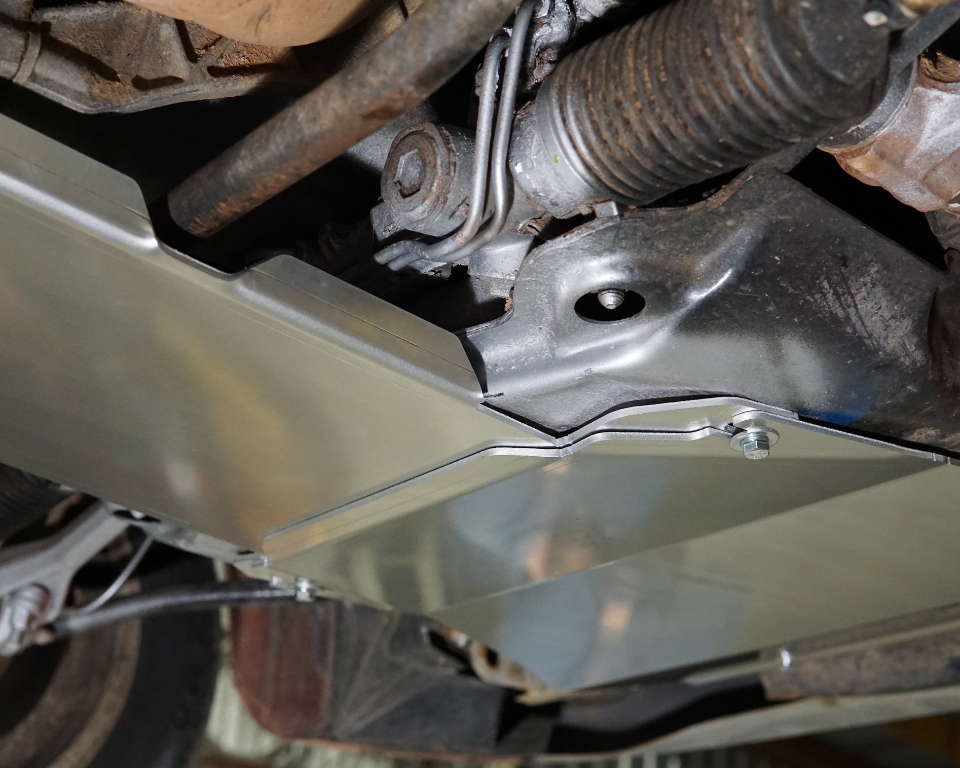 Ford Falcon EF EL Underneath With Aerocutt Aluminium Engine and Transmission Protection Skid Plate Installed