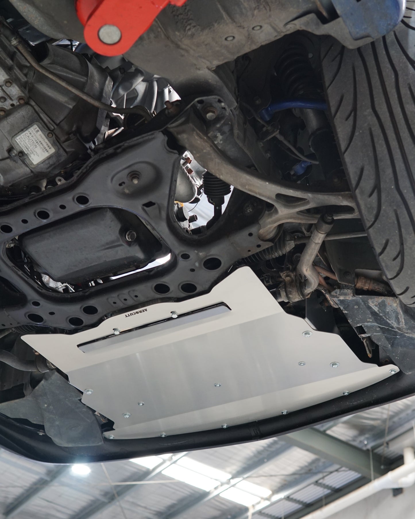 Mazda FD RX-7 Underneath with an Aerocutt aluminium front undertray installed.