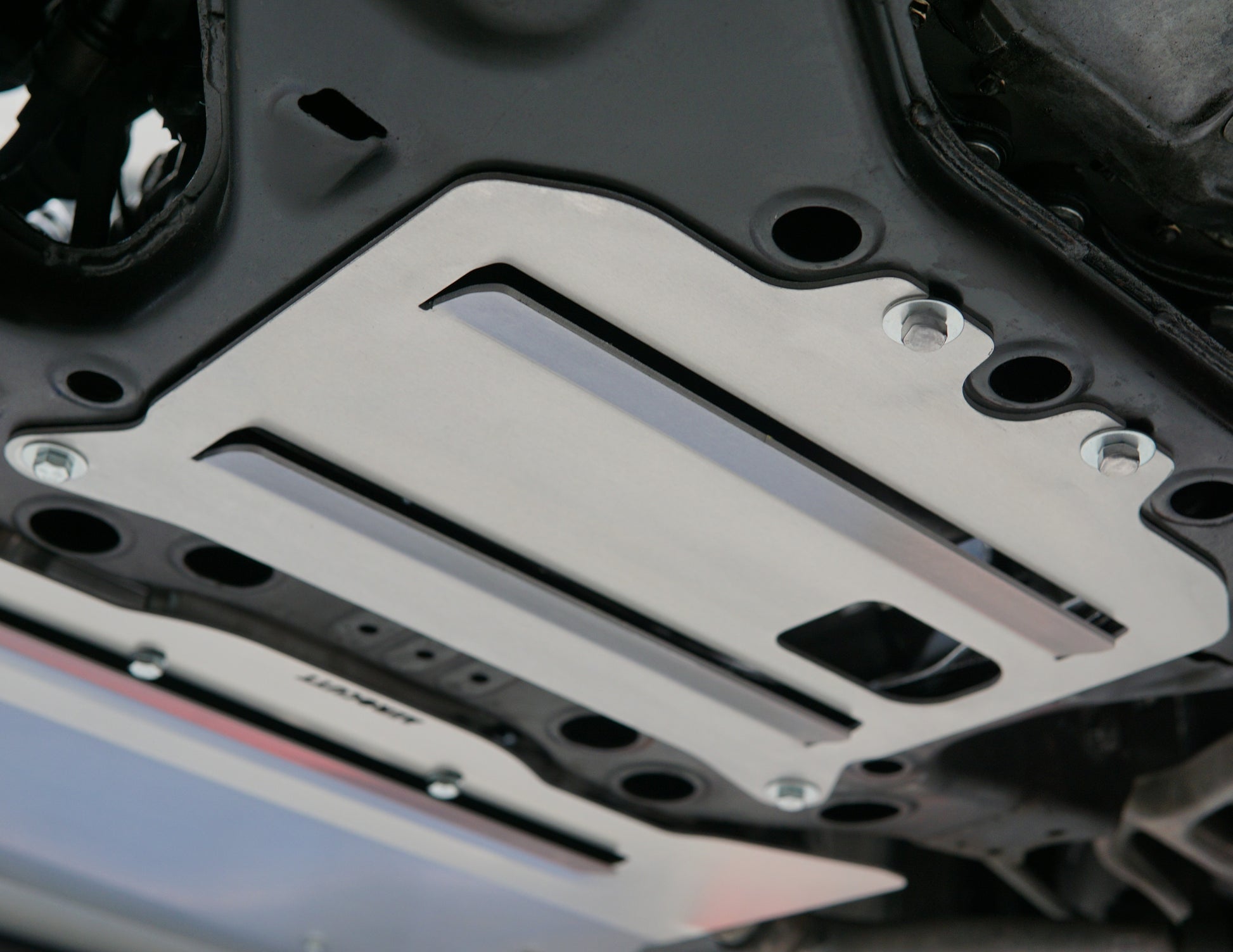 Mazda FD RX-7 Underbody with an Aerocutt aluminium engine protection panel installed.