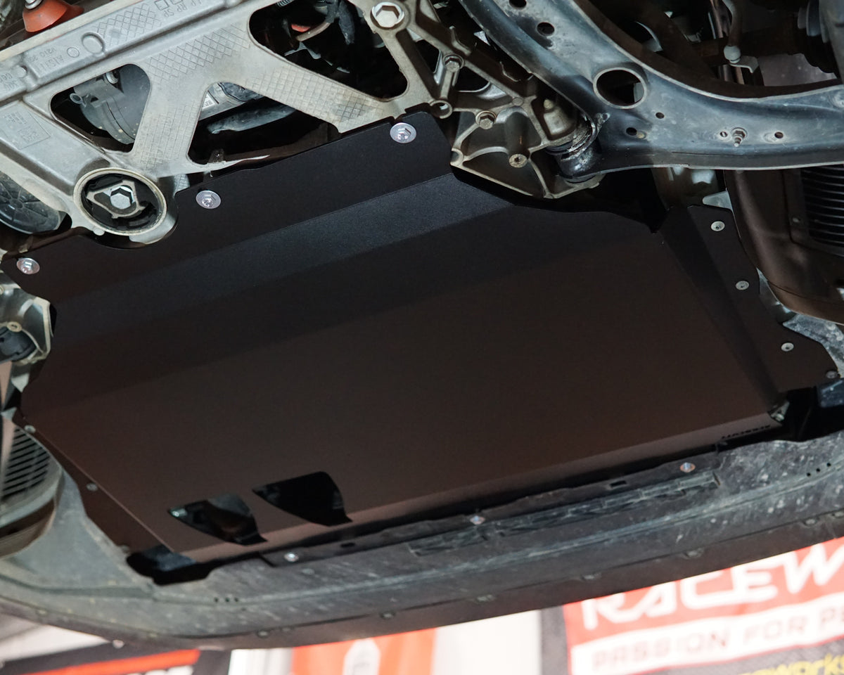 Vokswagen Golf Mk7.5 Underneath With Aerocutt Black Powder Coated Aluminium Undertray Fitted
