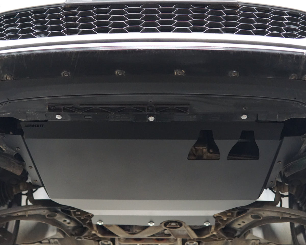 Vokswagen Golf Mk7.5 Underneath With black coated Aerocutt Aluminium Undertray Fitted