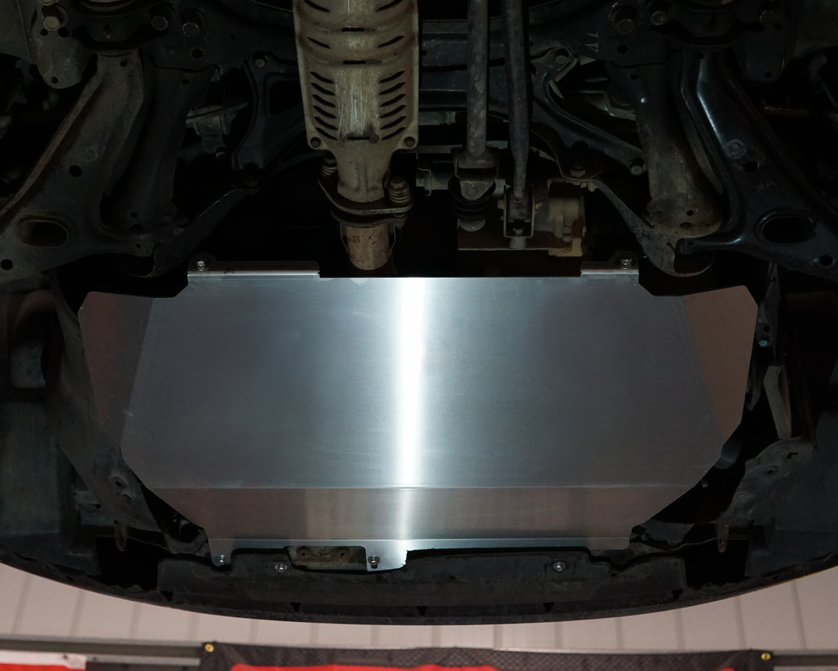 Honda Civic EG Underside With Aerocutt adjustable aluminium bash plate installed