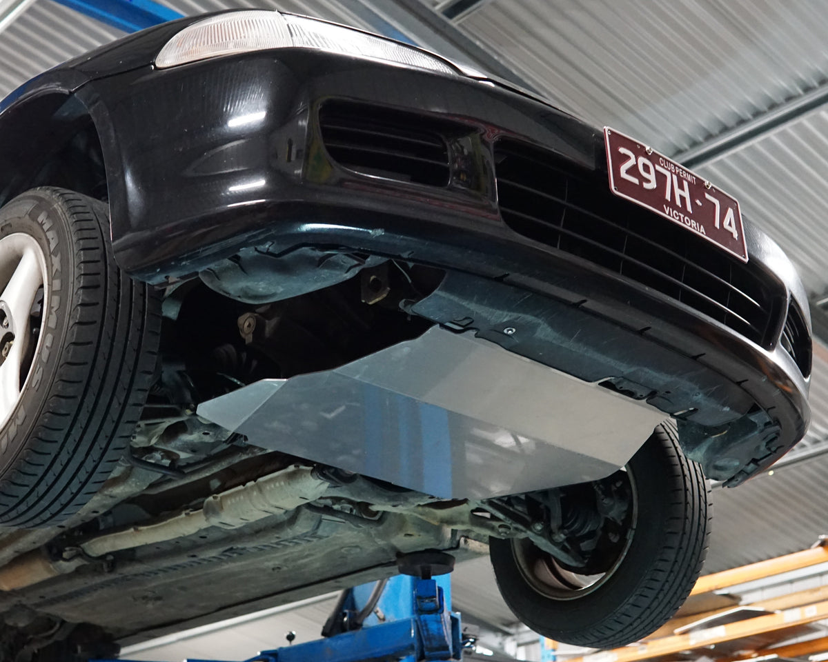 EG Honda Civic Underside With Aerocutt adjustable bash plate installed