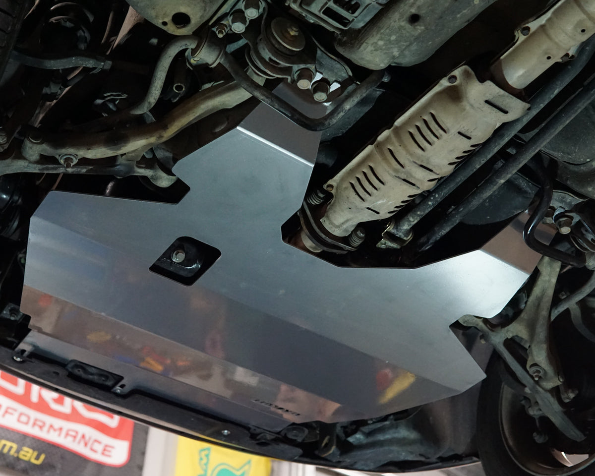 Honda EG Civic underside with large aerocutt aluminium undertray installed