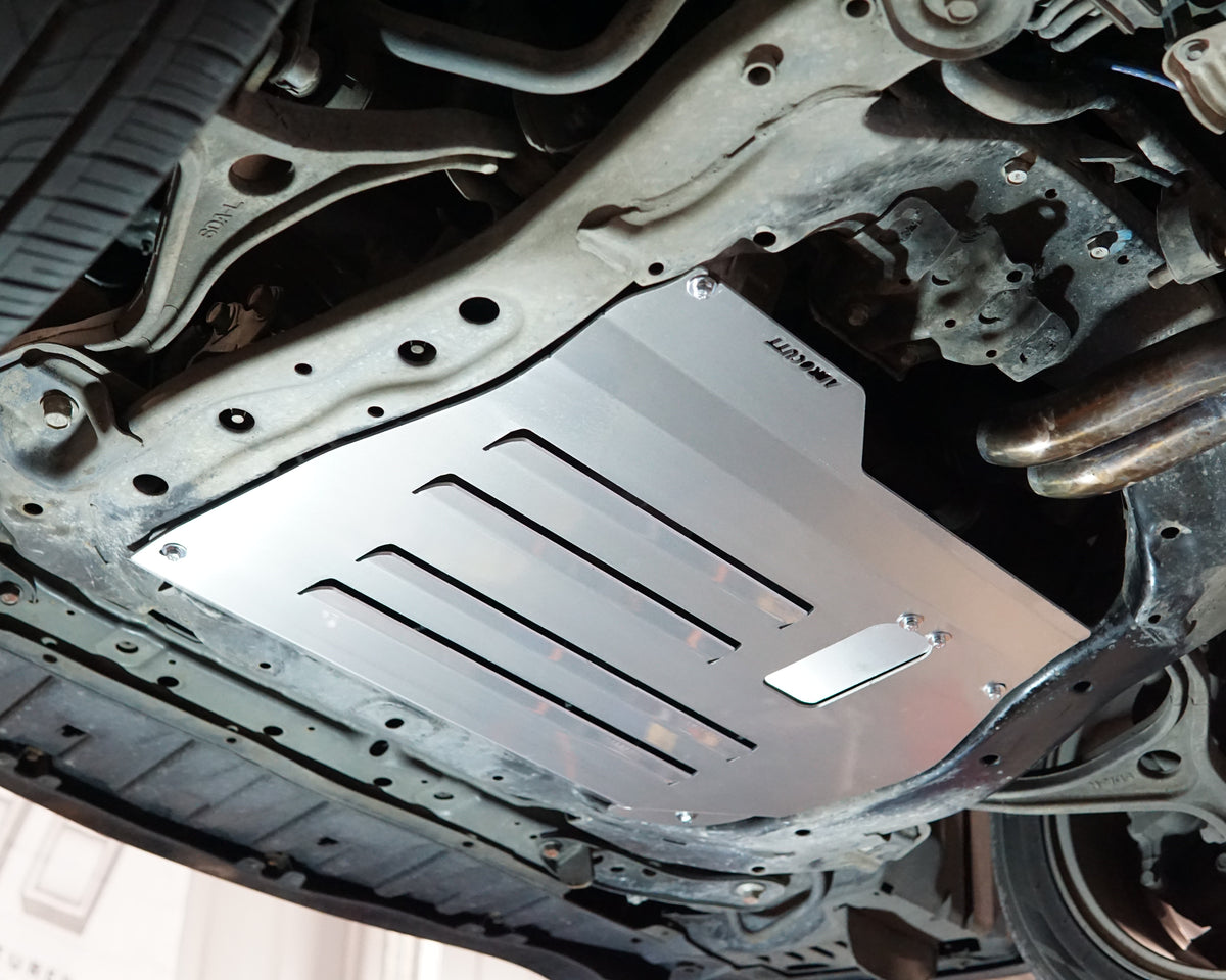 Honda Accord CL7 Under with aluminium aerocutt vented skid plate replacement fitted with oil drain provision
