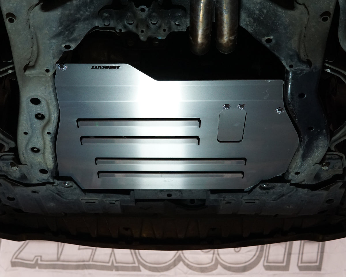 Honda Accord CL9 Underneath with aluminium aerocutt vented bash plate replacement fitted