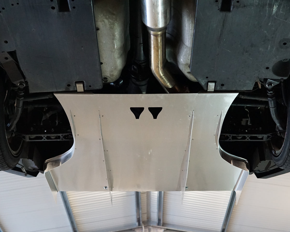 Scion FRS rear underside showing an aerocutt aluminium air diffuser fitted to increase aerodynamic performance
