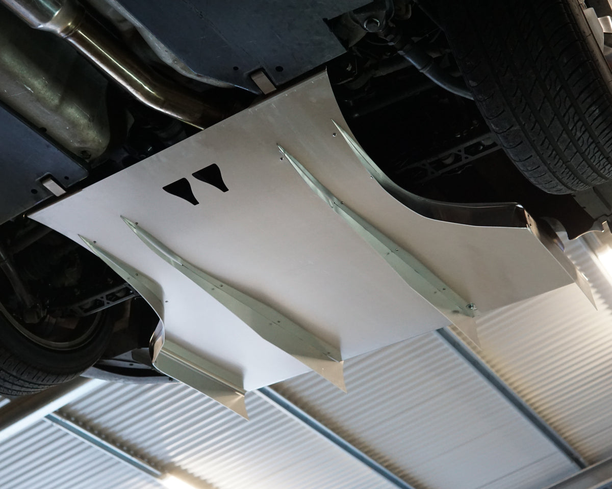 Toyota 86 rear underside showing an aerocutt aluminium air diffuser fitted to increase aerodynamic performance