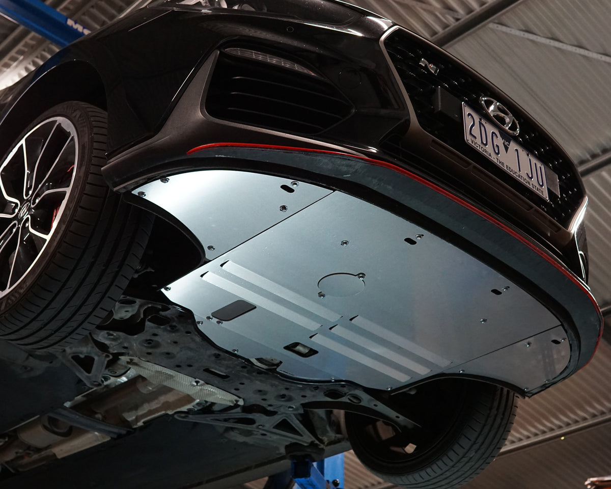 Hyundai i30 N performance PD front underside with an aluminium Aerocutt undertray