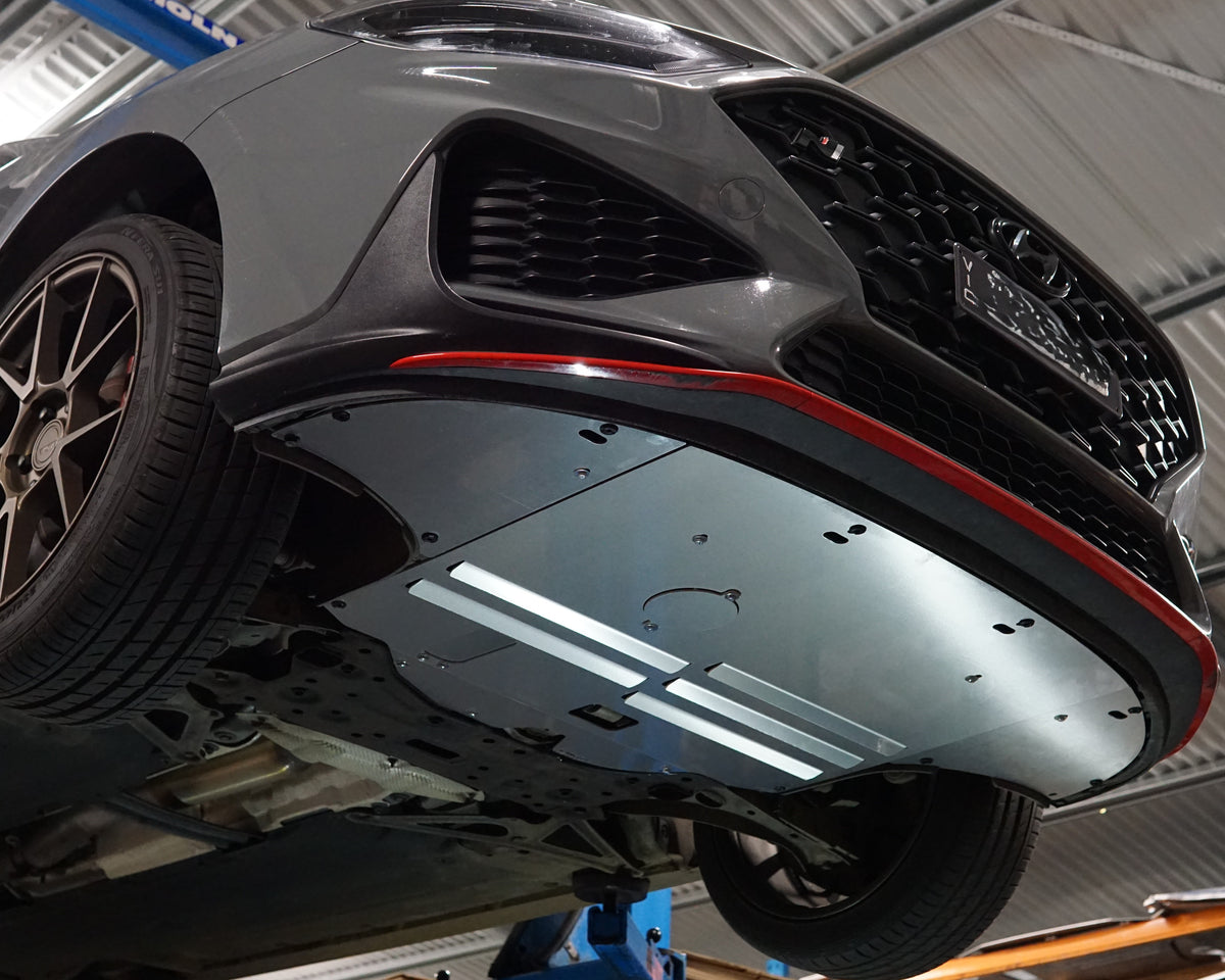 i30N PDE Facelift front undercarriage covered by an Aerocutt heavy duty aluminium undertray replacement