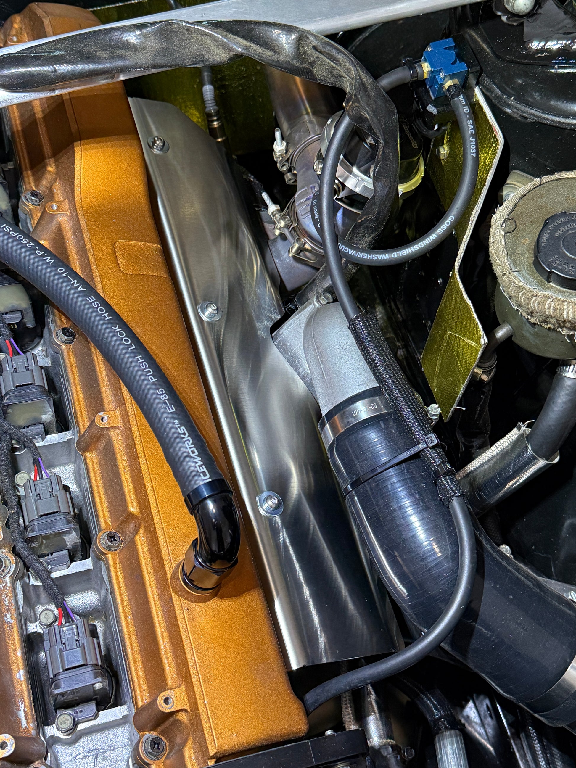 Nissan RB25 Engine With Aerocutt Exhaust Heatshield Installed