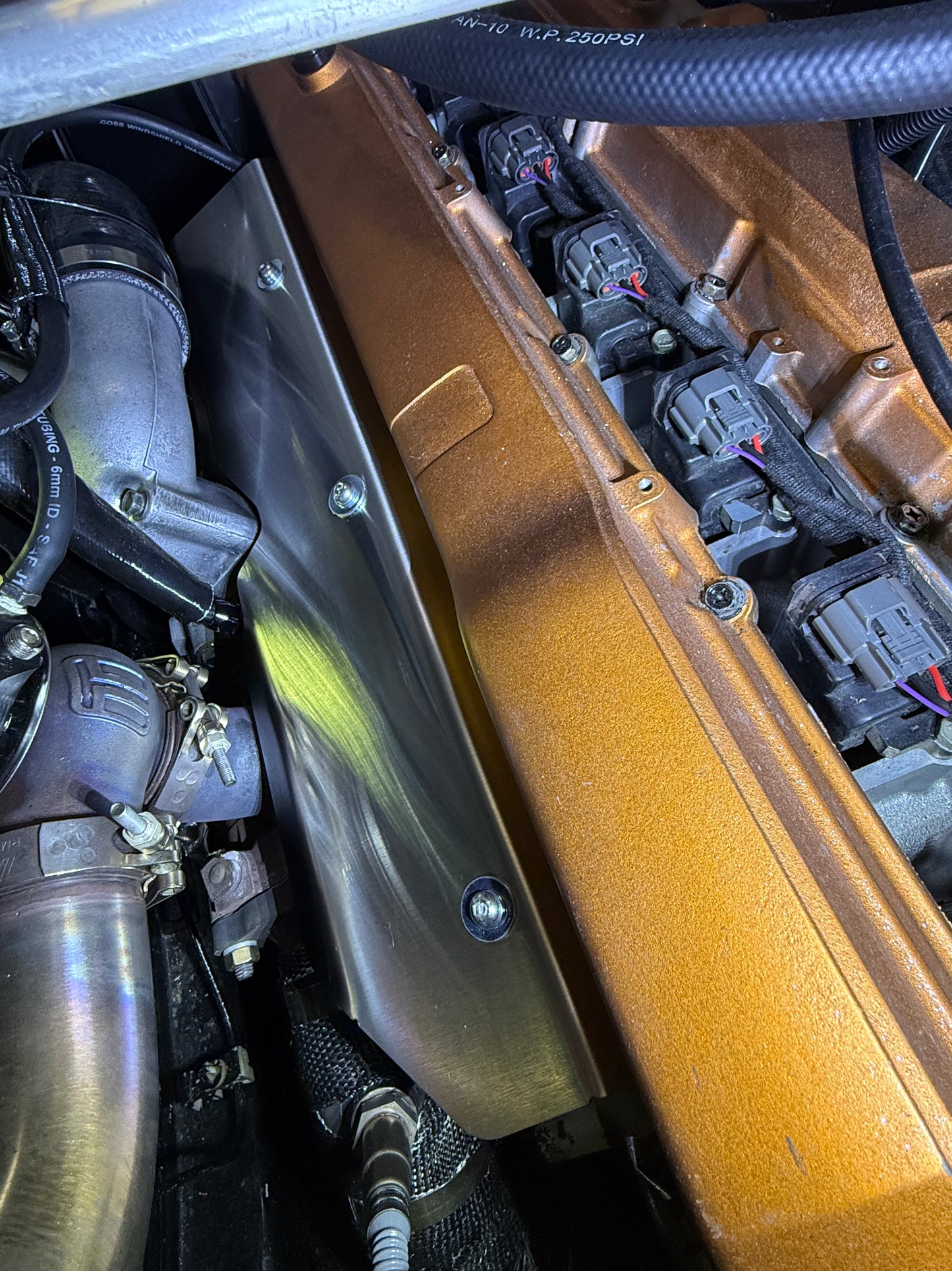 Nissan Skyline R34 GTT Engine Bay With Aerocutt Exhaust Heatshield 